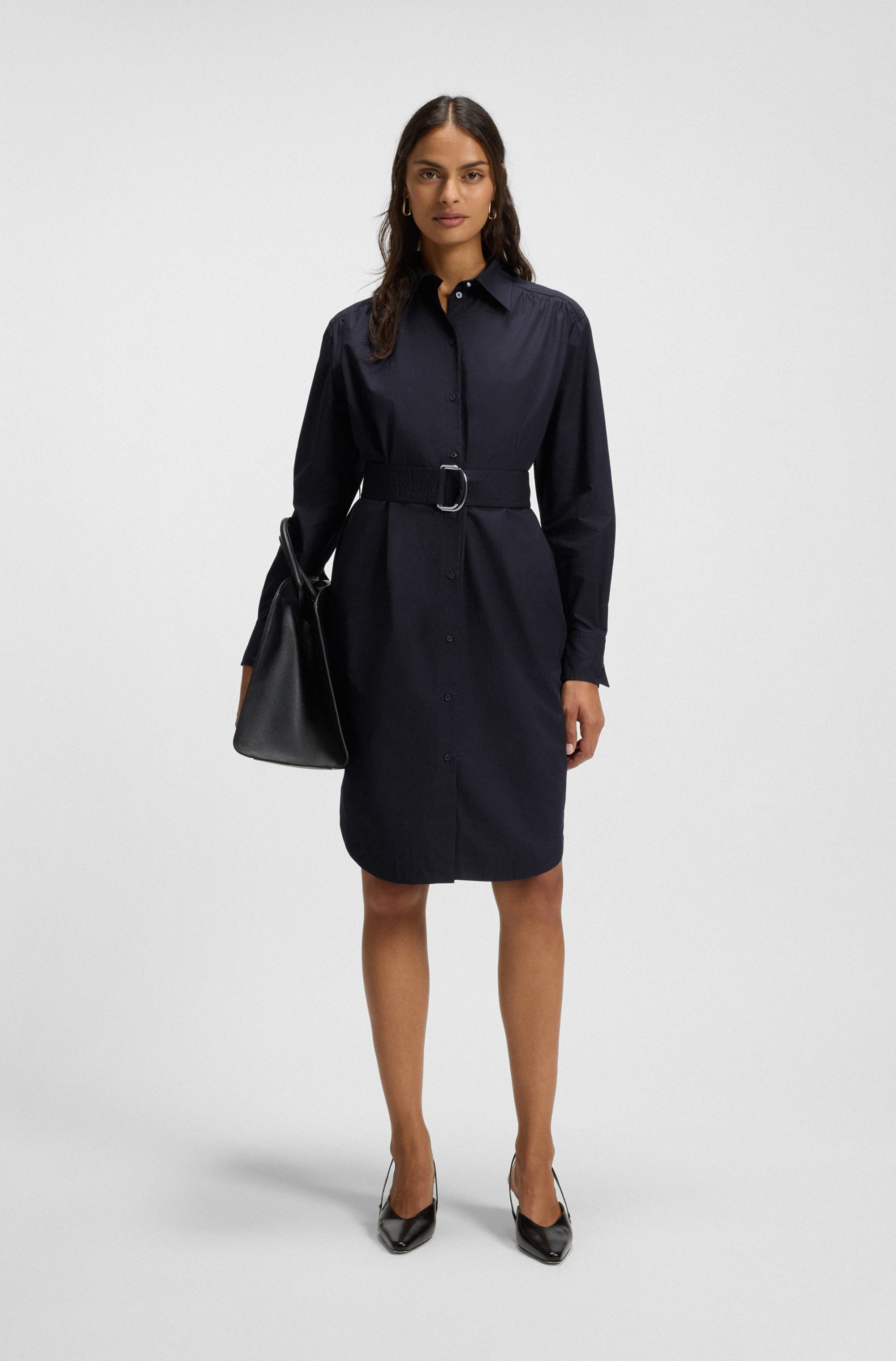 BOSS ORANGE Hemdblusenkleid "Delegant Premium Damenmode", mit Gürtel mit D- günstig online kaufen