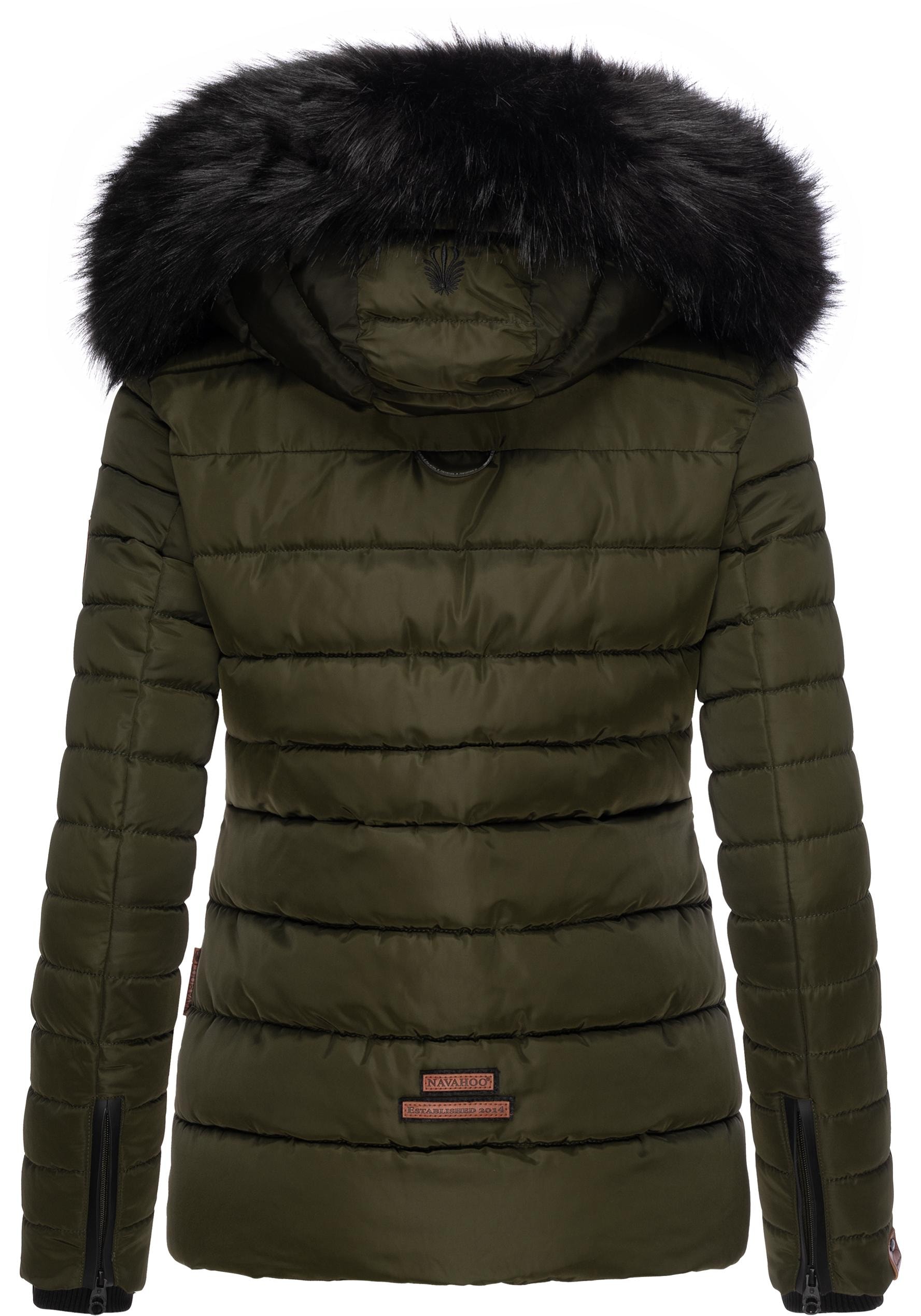 Navahoo Winterjacke »Wisteriaa«, mit Kapuze, Warm gefütterte Steppjacke mit Kunstfell-Kapuze