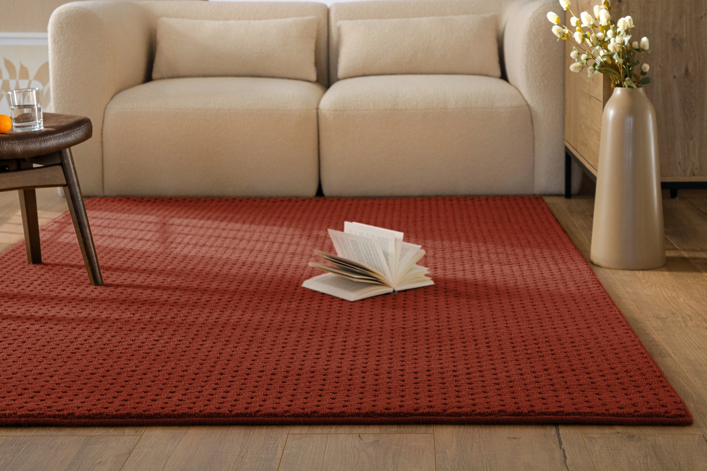 Wecon home Teppich »Castello THREE« rechteckig 7 mm Höhe Schurwolle, Kurzflor mit Hoch-Tief-Effekt, Wohnzimmer, Rautenmuster