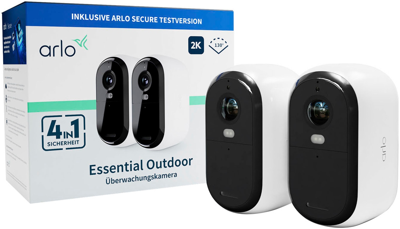 ARLO Smart Home Kamera »ESSENTIAL 2 XL 2K Outdoor Camera 2er-Pack«, Außenbereich, (2)