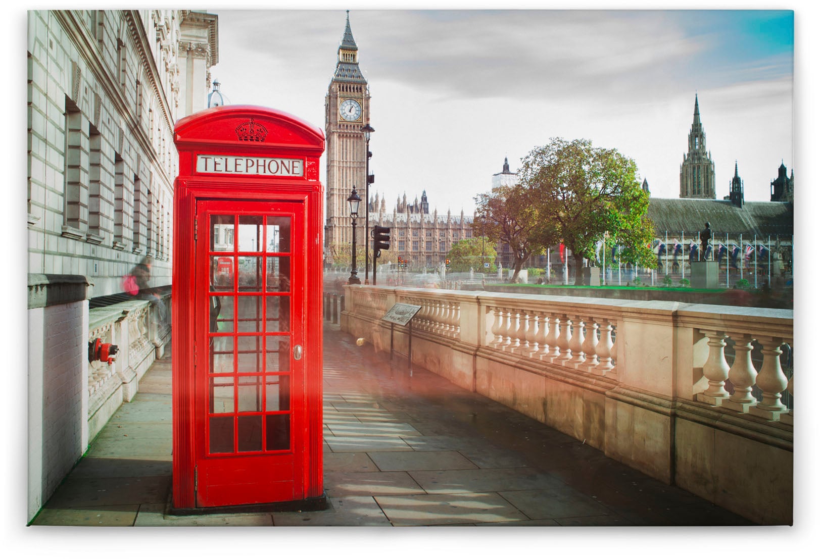 A.S. Création Leinwandbild »Phone Booth«, Kunst-London-Kinder, (1 St.), London Bild Keilrahmen Großstadt Leinwand-Bild Wohnzimmer modern Wand