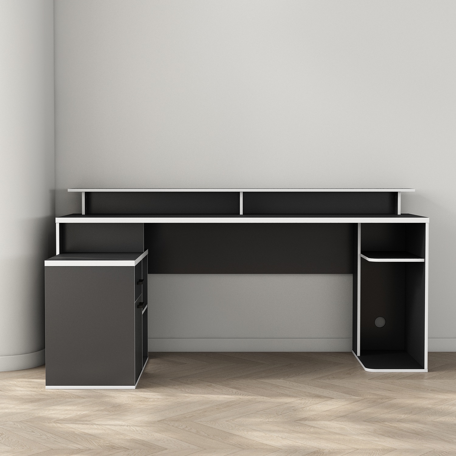OTTO home Gamingtisch »Game, Computertisch, Eckschreibtisch« , Towerfach, Kabeldurchlass, Monitoraufsatz, Stauraum, Maße 180x102 cm