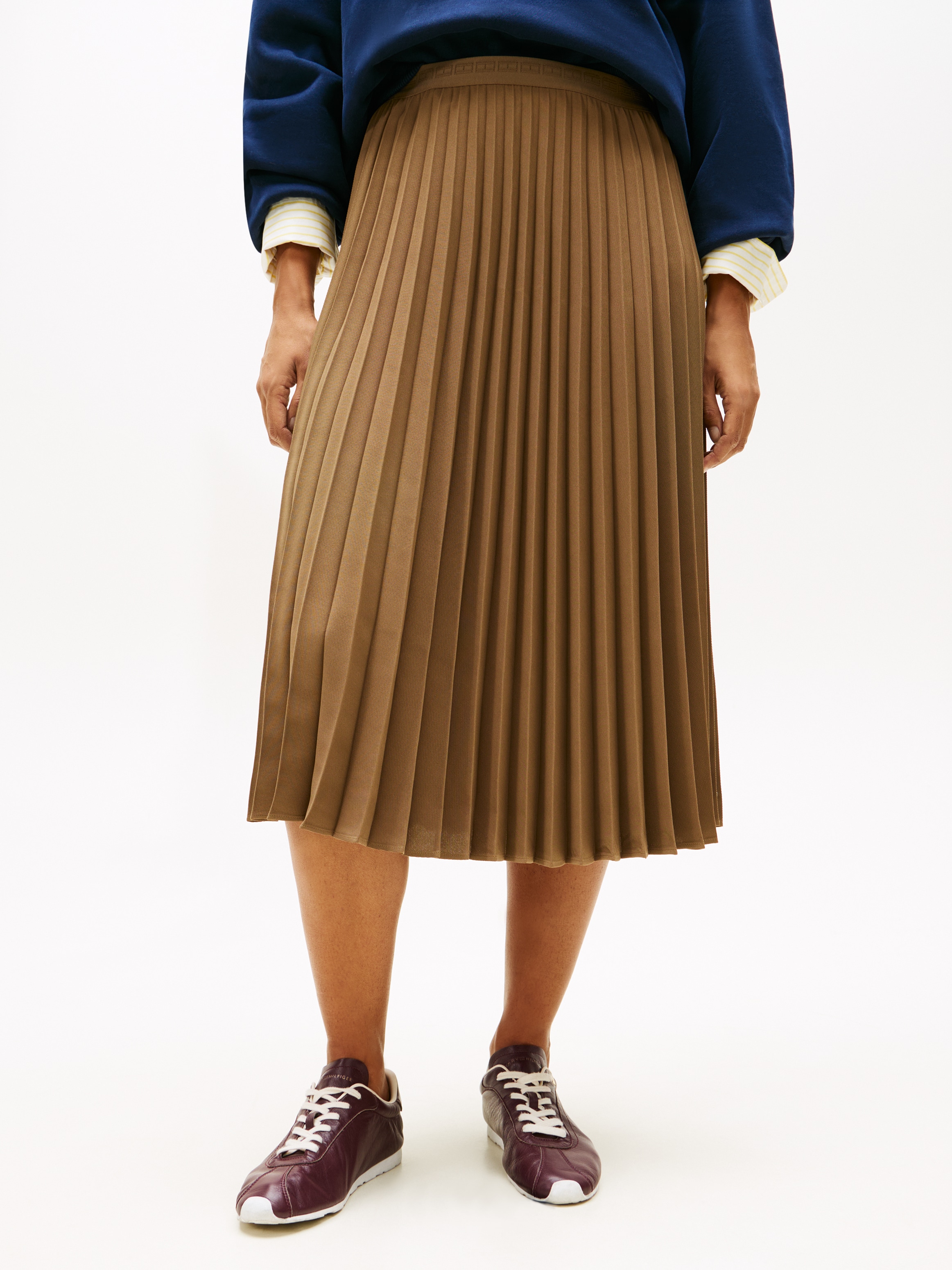Tommy Hilfiger Plisseerock "FLUID PLEATED PULL ON MIDI SKIRT" günstig online kaufen