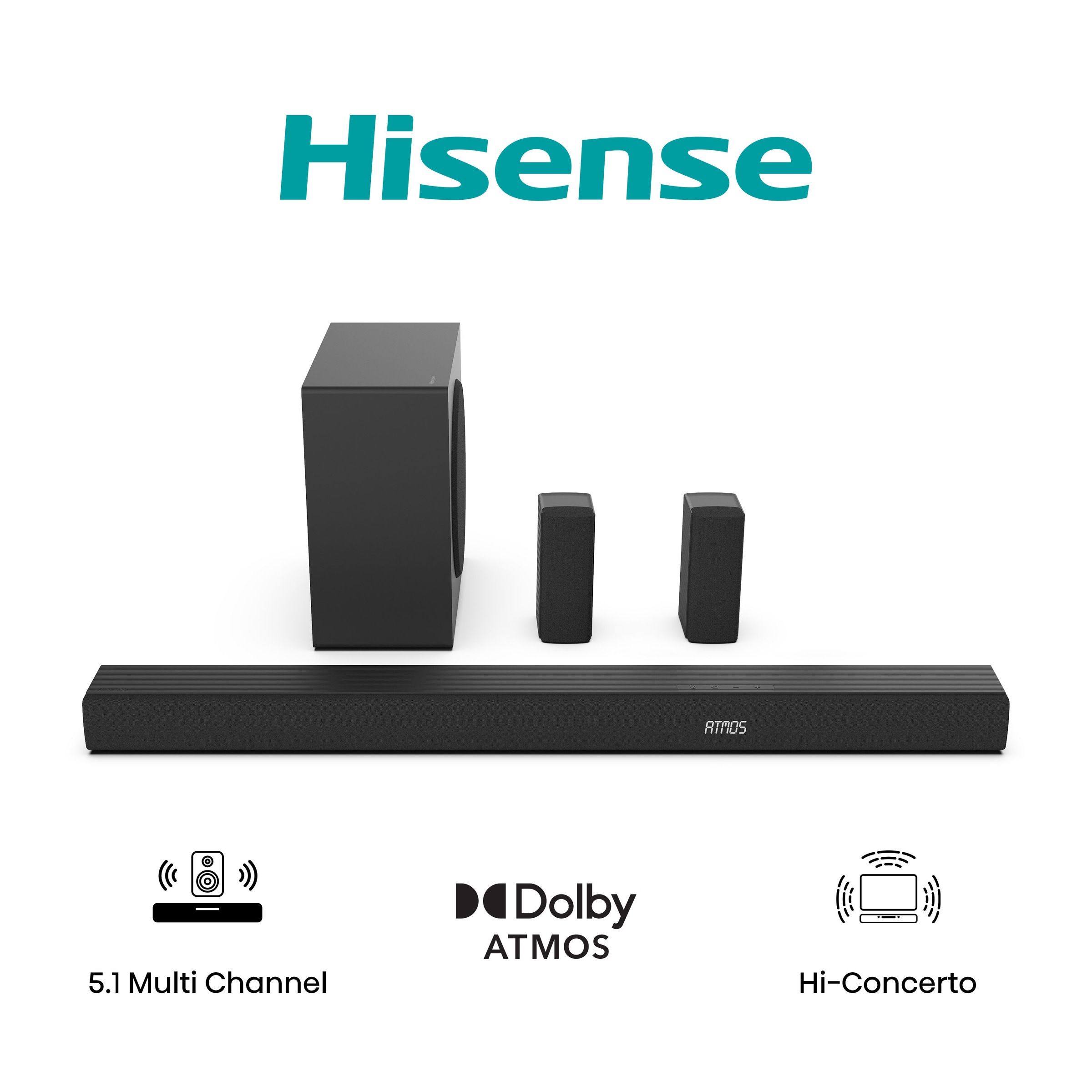 Hisense Soundbar »AX5100Q« 5.1 (Bluetooth Bassregelung | Lautstärkeregelung | Pairing 580 W)