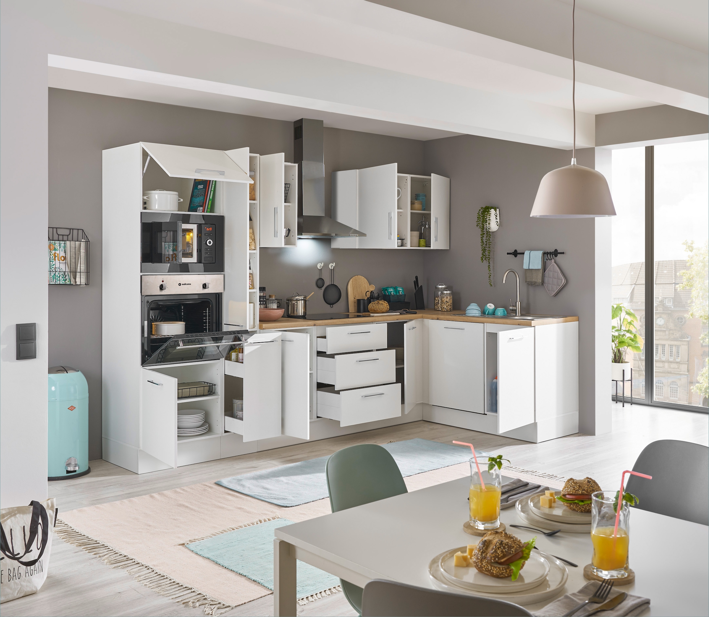 BASIC by Balculina Winkelküche »Turin«, Stellbreite 310x175 cm, wahlweise mit E-Geräten