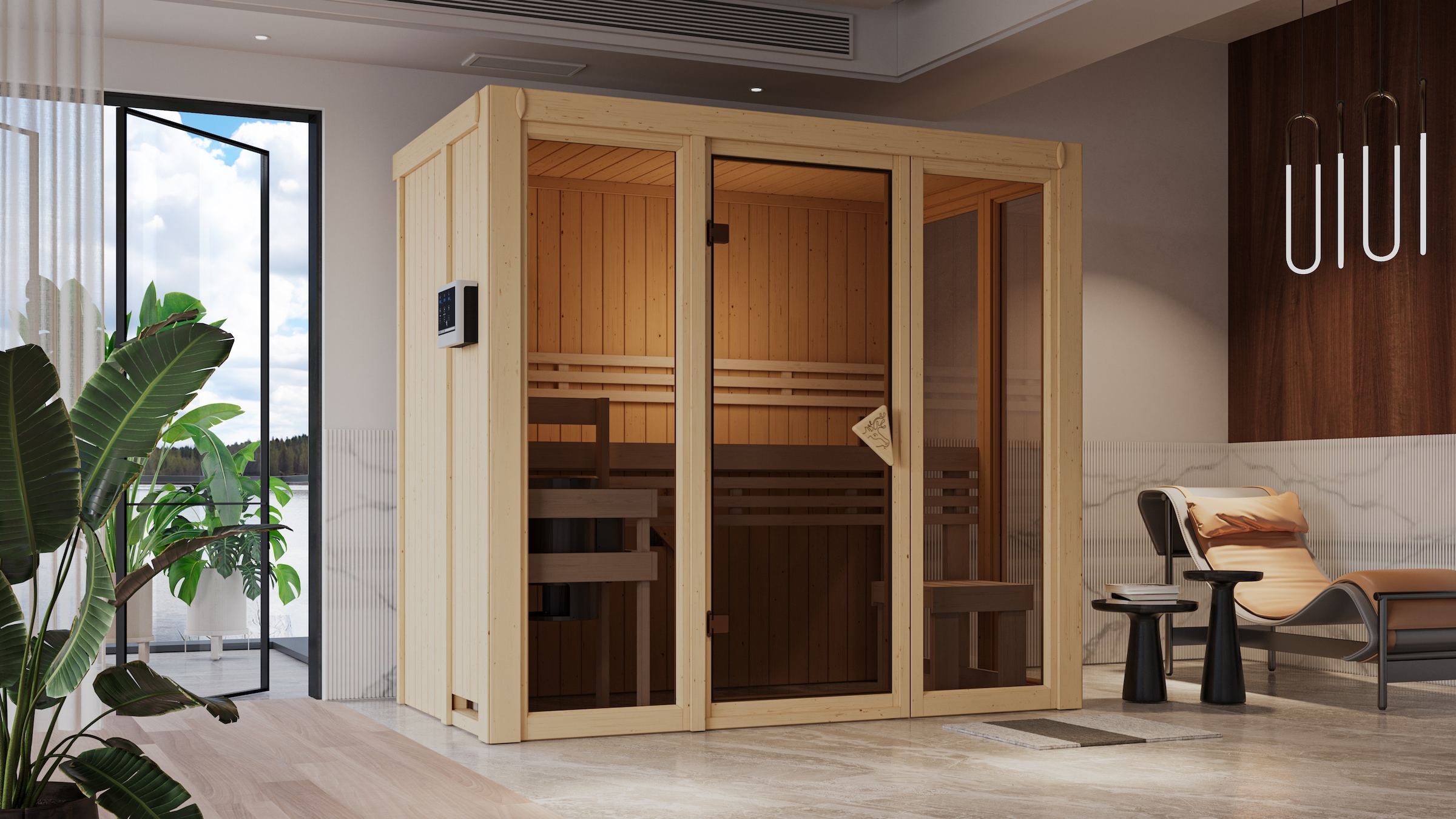 Karibu Sauna "Ivana 2", Ganzglasfront