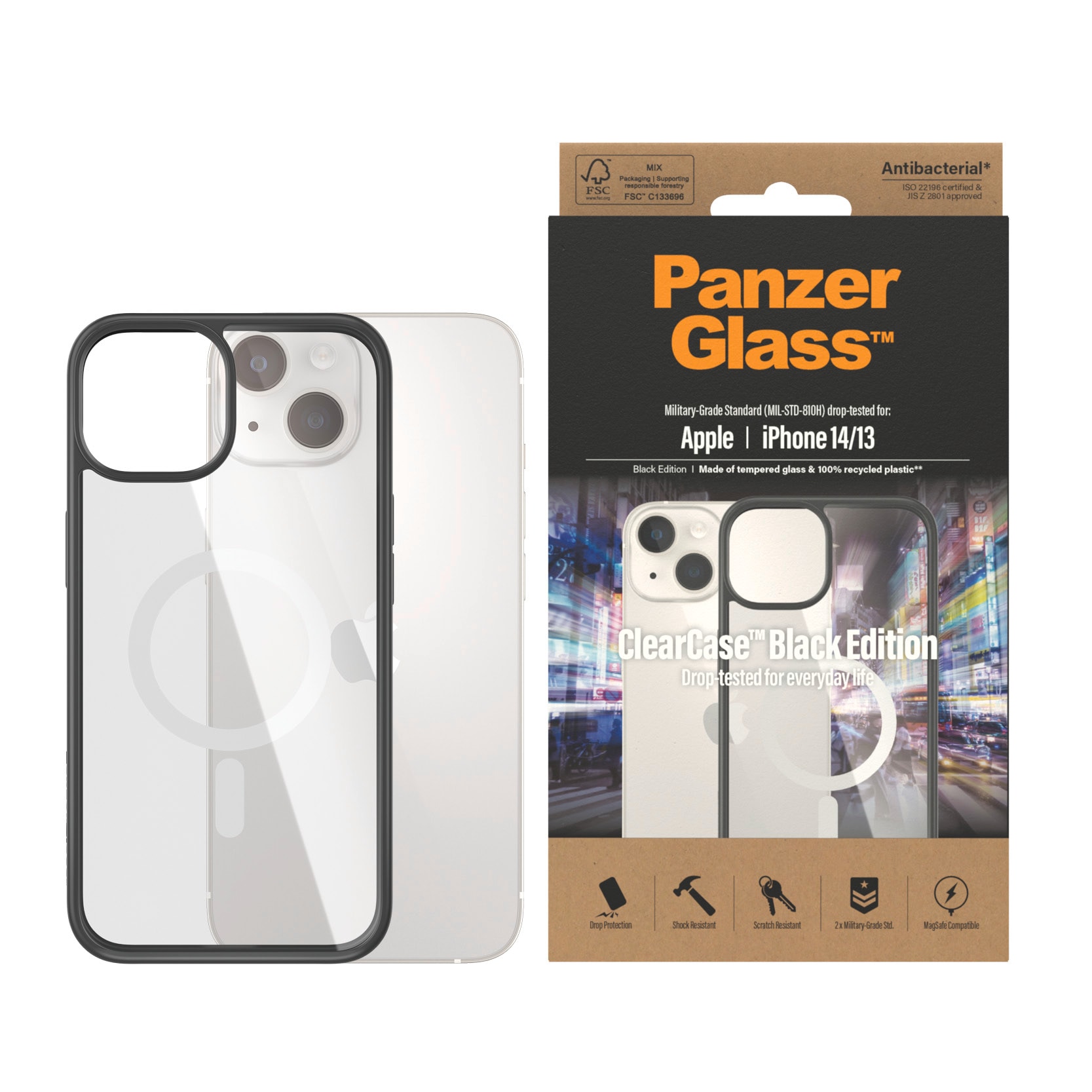 PanzerGlass Backcover »MagSafe ClearCase mit BlackFrame - iPhone 14«