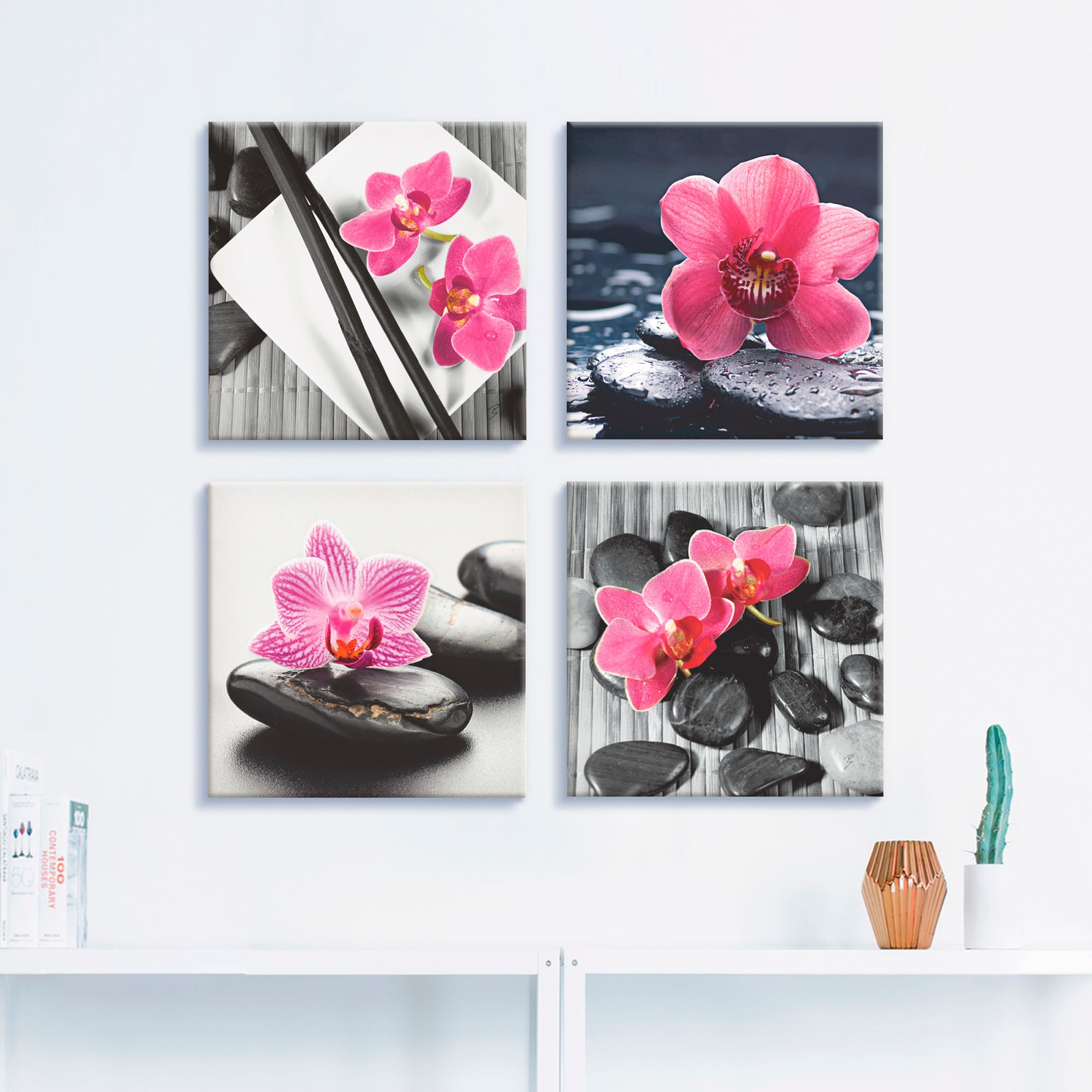 Artland Leinwandbild »Asiatische Komposition Orchidee Zen«, Zen, (4 St.), 4er  Set, verschiedene Größen kaufen | BAUR