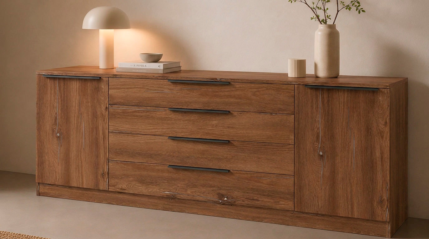 borchardt Möbel Sideboard »Tom, moderne Kommode mit Metallgriffen, 200cm breit« 2 Türen, 3 Schubfächer, Metallgriffe anthrazit
