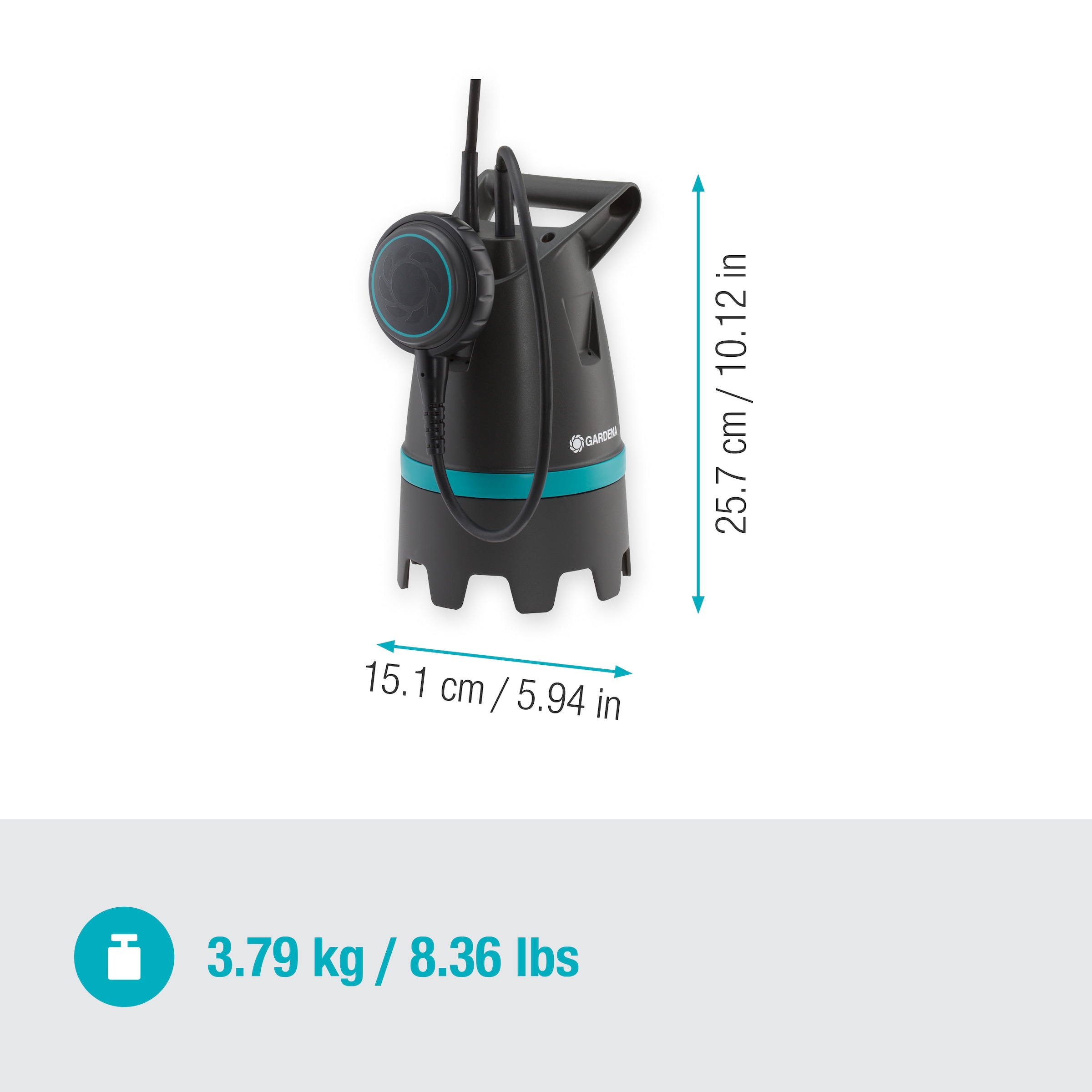 GARDENA Schmutzwasser-Tauchpumpe »10500 BASIC«, für schmutzige Entwässerungsaufgaben, 10500 l/h, 400 W