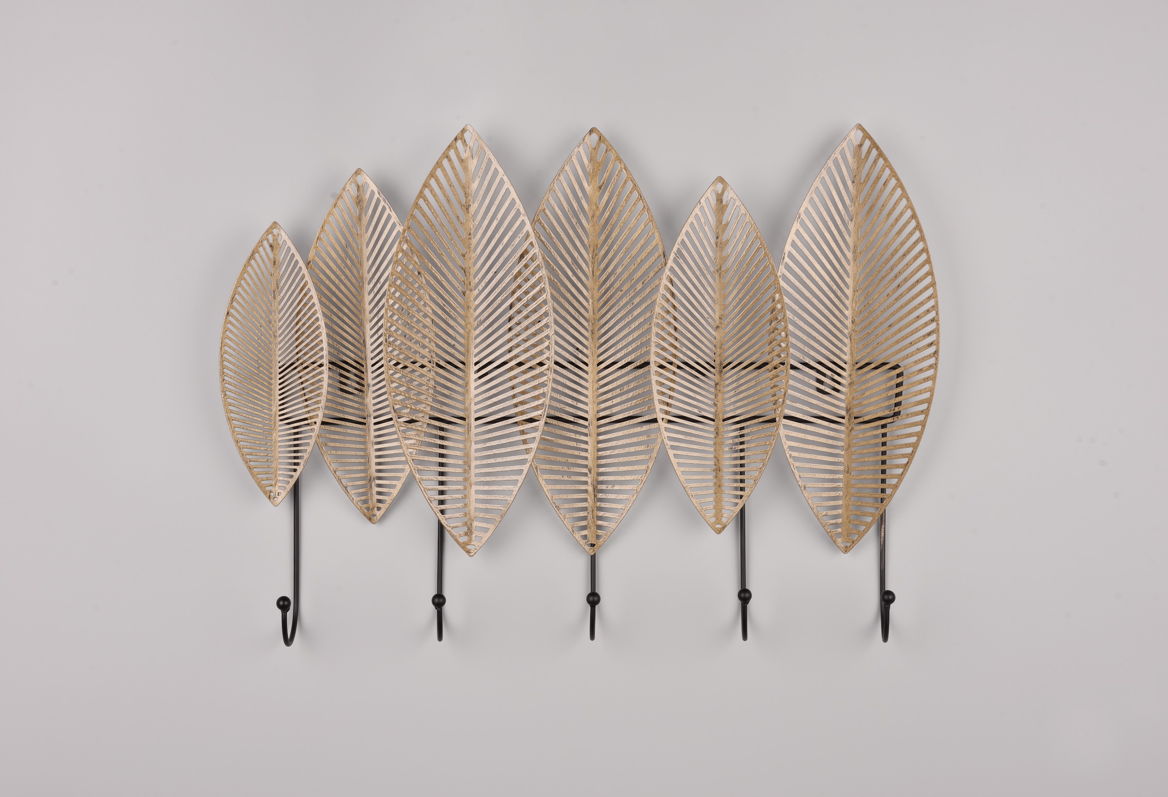 MIRRORS AND MORE Wandgarderobe "Alma" 1 Stk. tlg. Blatt-Design mit 5 Haken günstig online kaufen