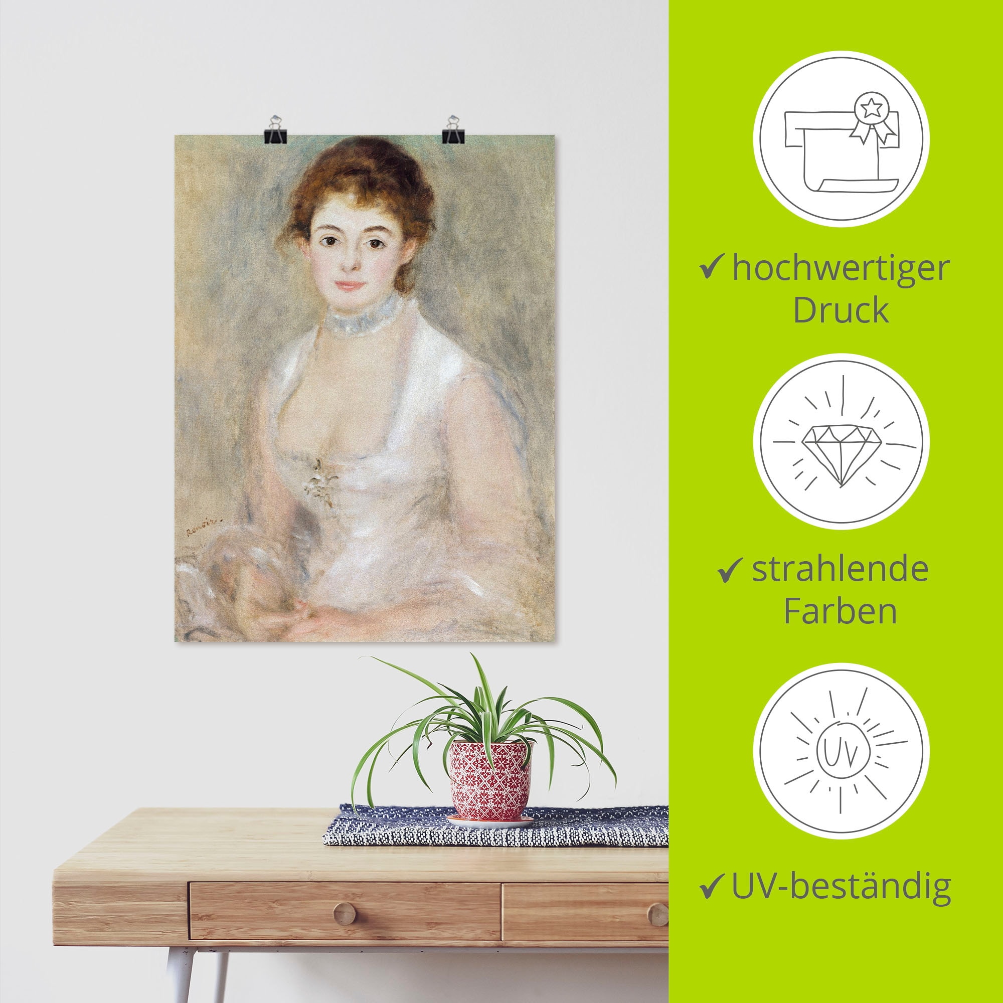 Artland Kunstdruck »Bildnis der Madame Heriot.«, Frau, (1 St.), als Leinwandbild, Wandaufkleber oder Poster in versch. Größen