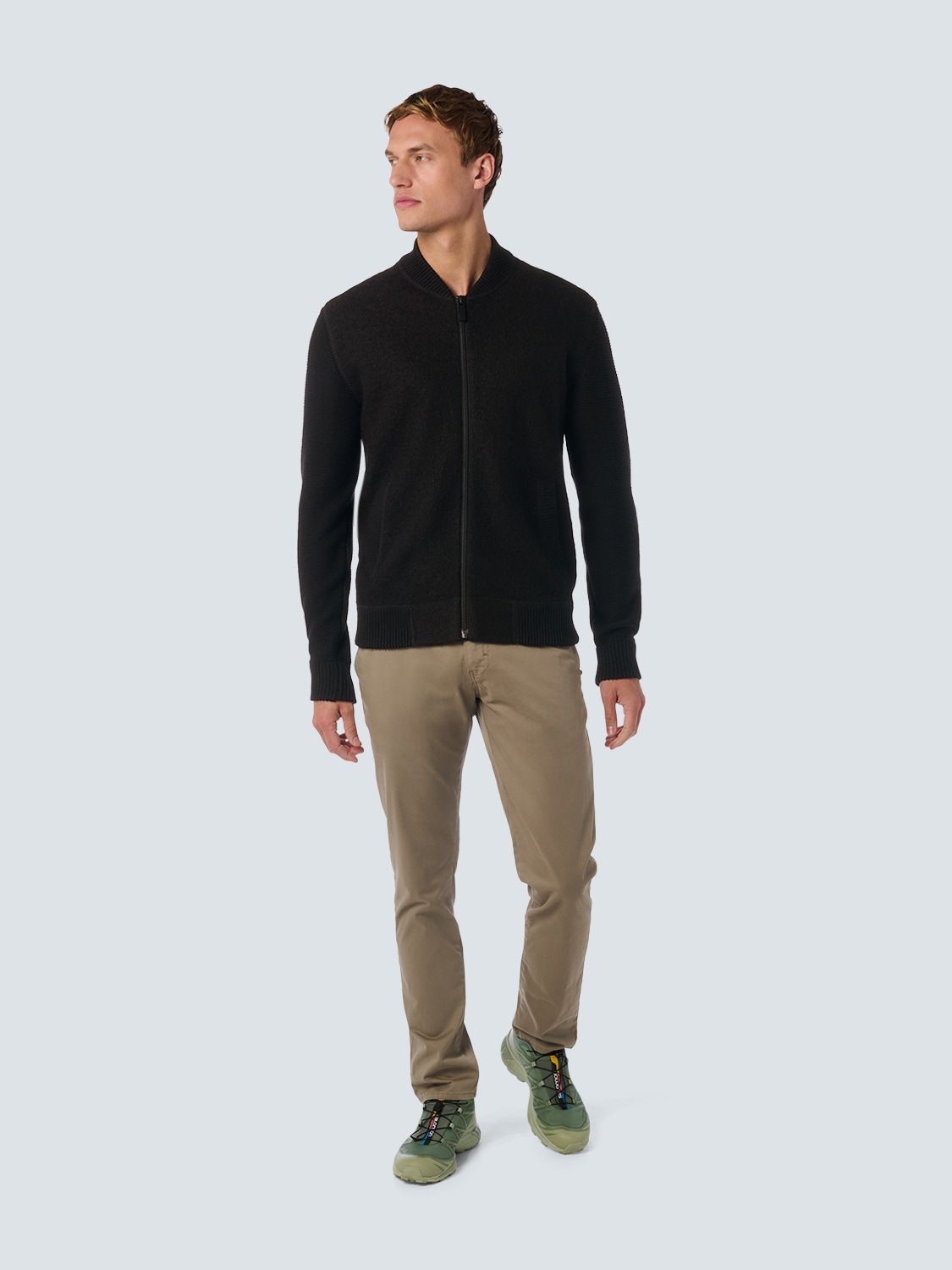 NO EXCESS Rundhalspullover »No Excess Bomber Cardigan mit Wolle«