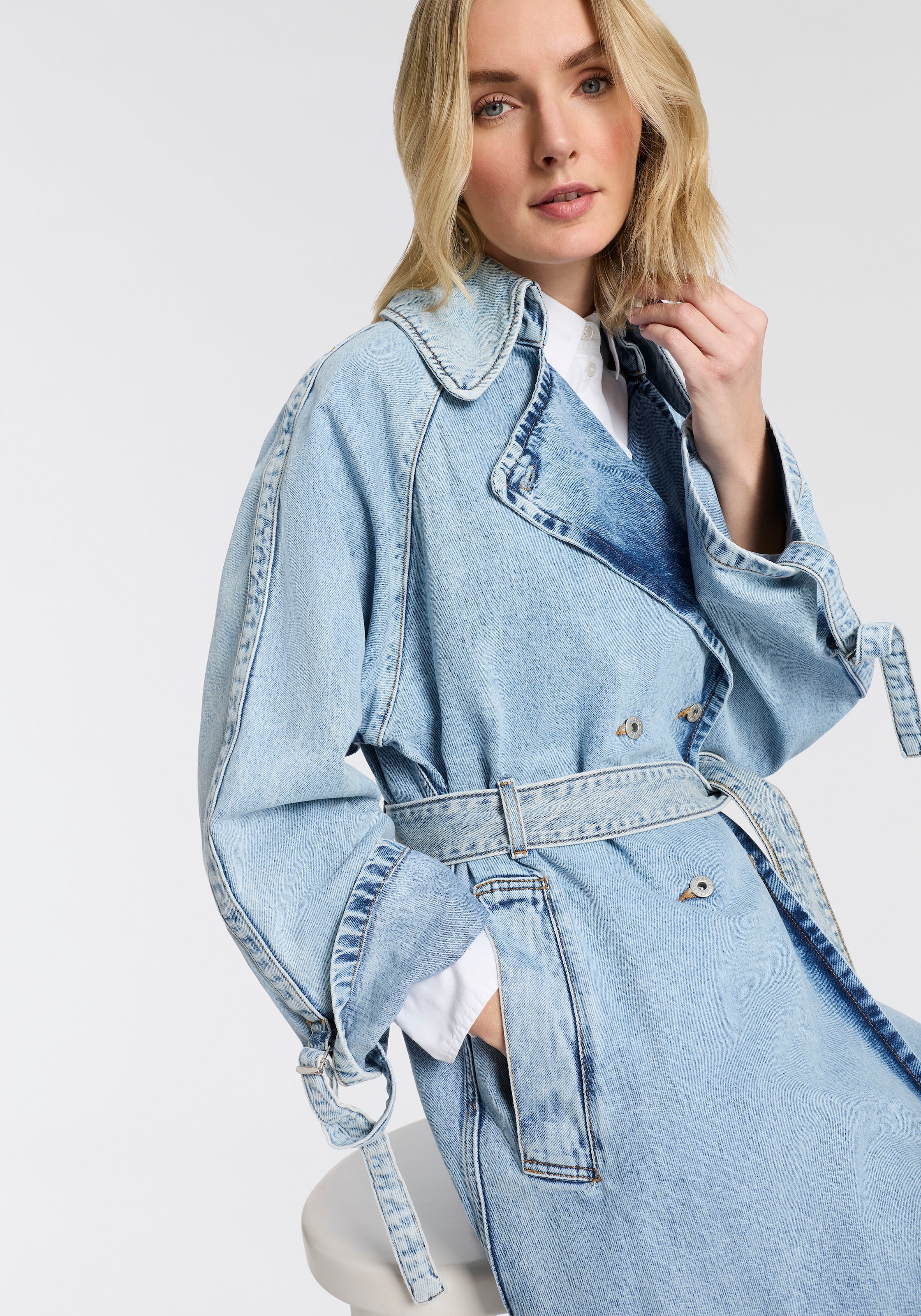 HUGO Blue Trenchcoat »Garena« Denim in Maxi-Länge