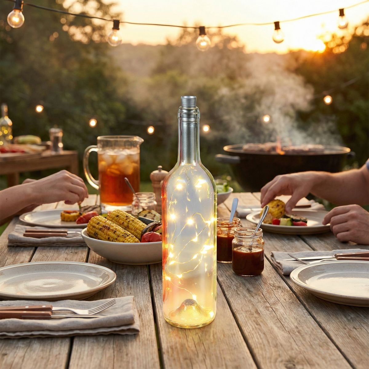 Ambiente Haus LED Außen-Tischleuchte »Glasflasche mit LED-Licht 31cm« 1 Stk. Warmweiß