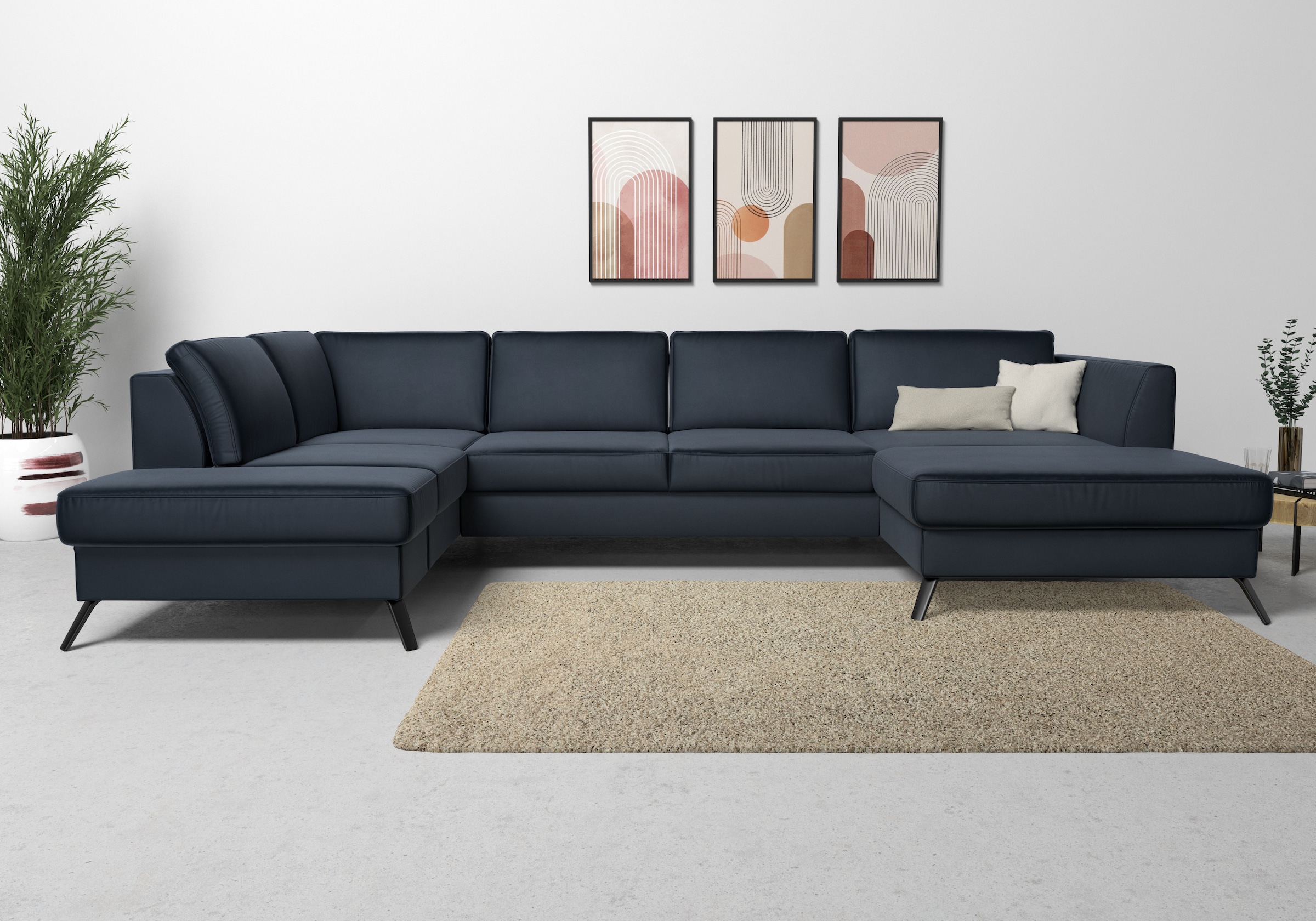 sit&more Wohnlandschaft "Olsen U-Form" inklusive Sitztiefenverstellung, optional Schlaffunktion, 15cm hoch