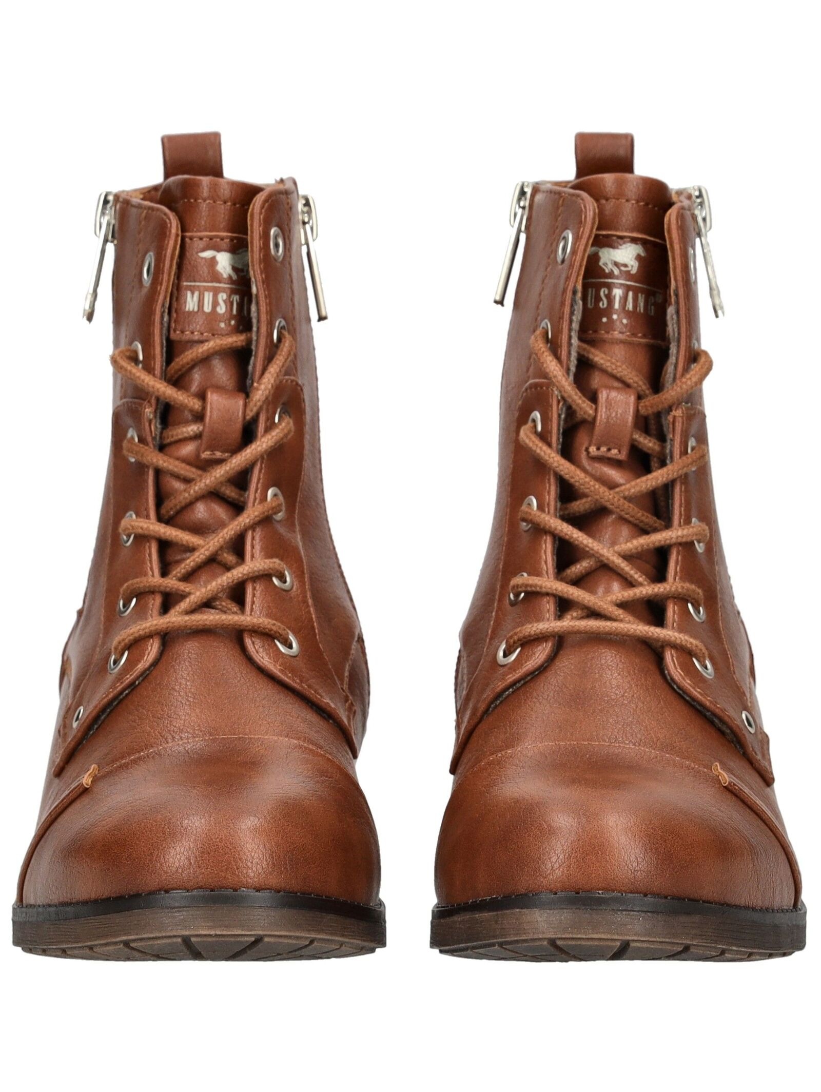 Schnürstiefelette MUSTANG SHOES "Mustang Shoes Stiefelette Lederimitat", Damen, Gr. 37, cognac, Lederimitat, Schuhe Schnürstiefelette 2