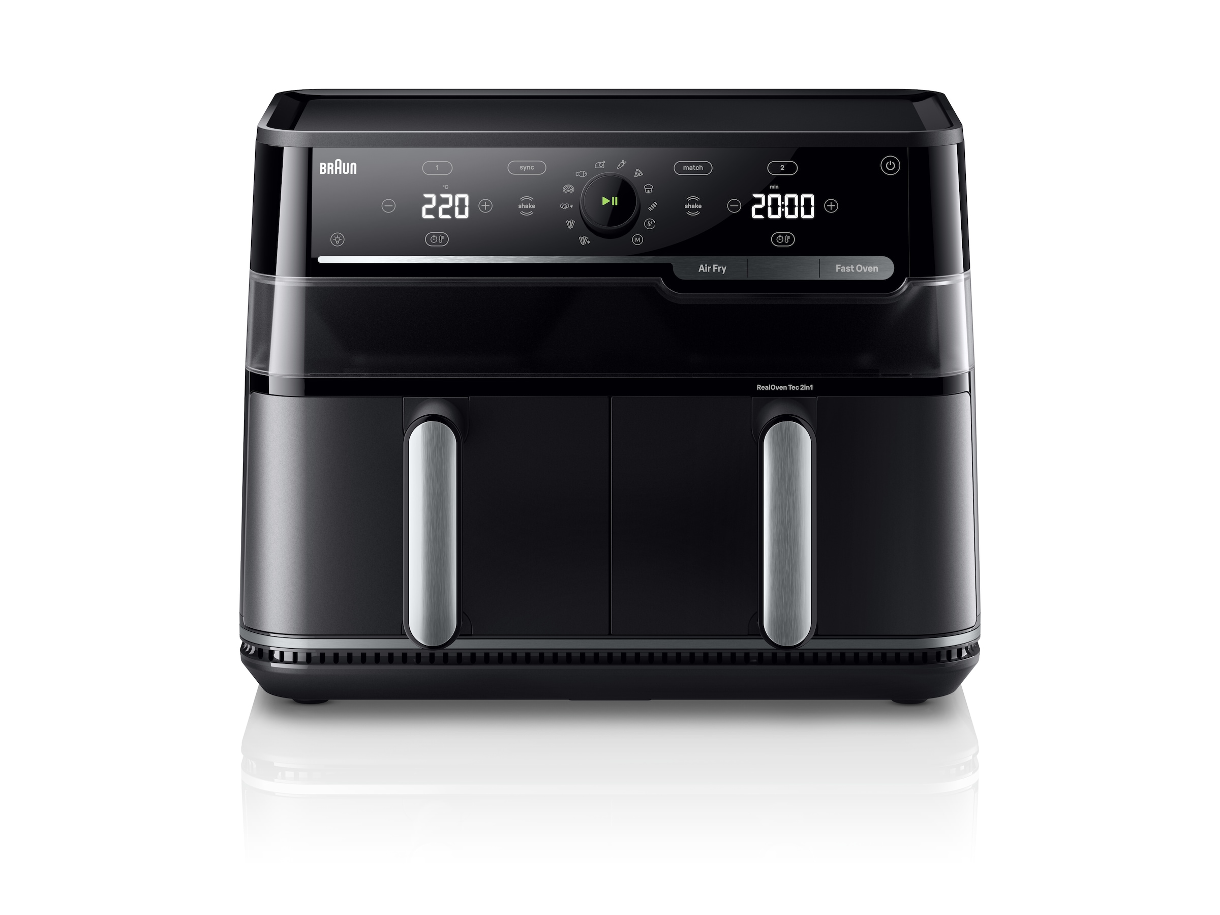 Braun Heißluftfritteuse »TwinCook TD5053IBK« 2850 W 2 in 1-Gerät: Frittieren & Backen, Sichtfenster, Sync & Match Funktion