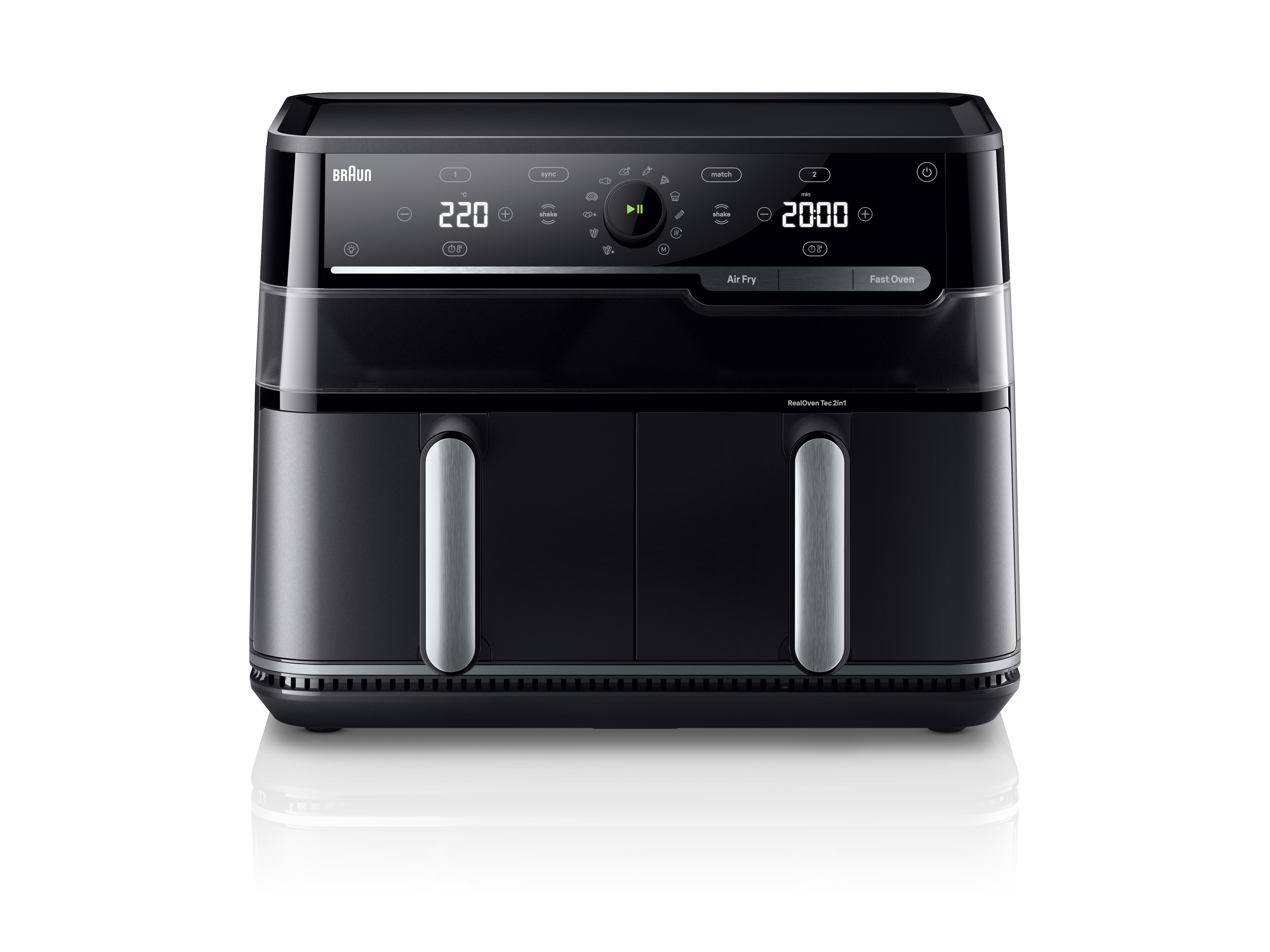 Braun Heißluftfritteuse "TwinCook TD5053IBK" 2850 W 2 in 1-Gerät: Frittieren & Backen, Sichtfenster, Sync & Match Funktion
