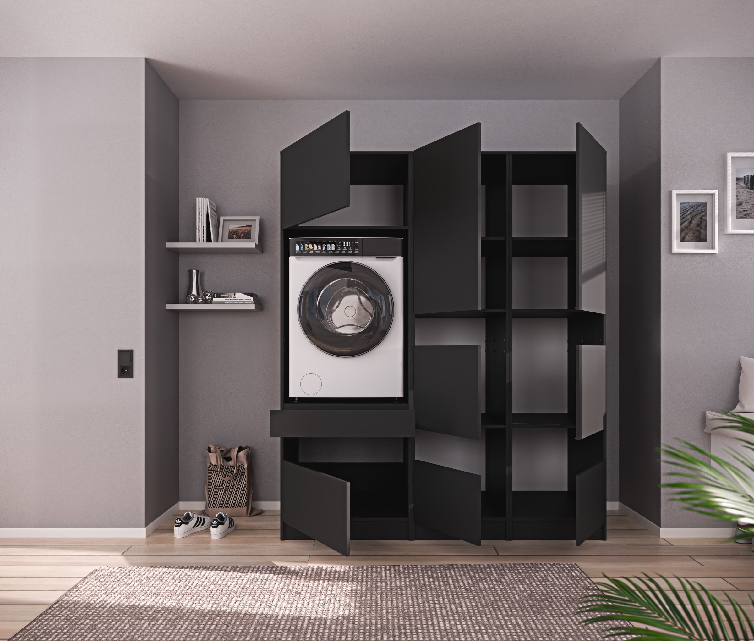 BASIC by Balculina Mehrzweckschrank-Set »Washhome B/T/H 168x68x200 cm« 3 Stk. tlg.