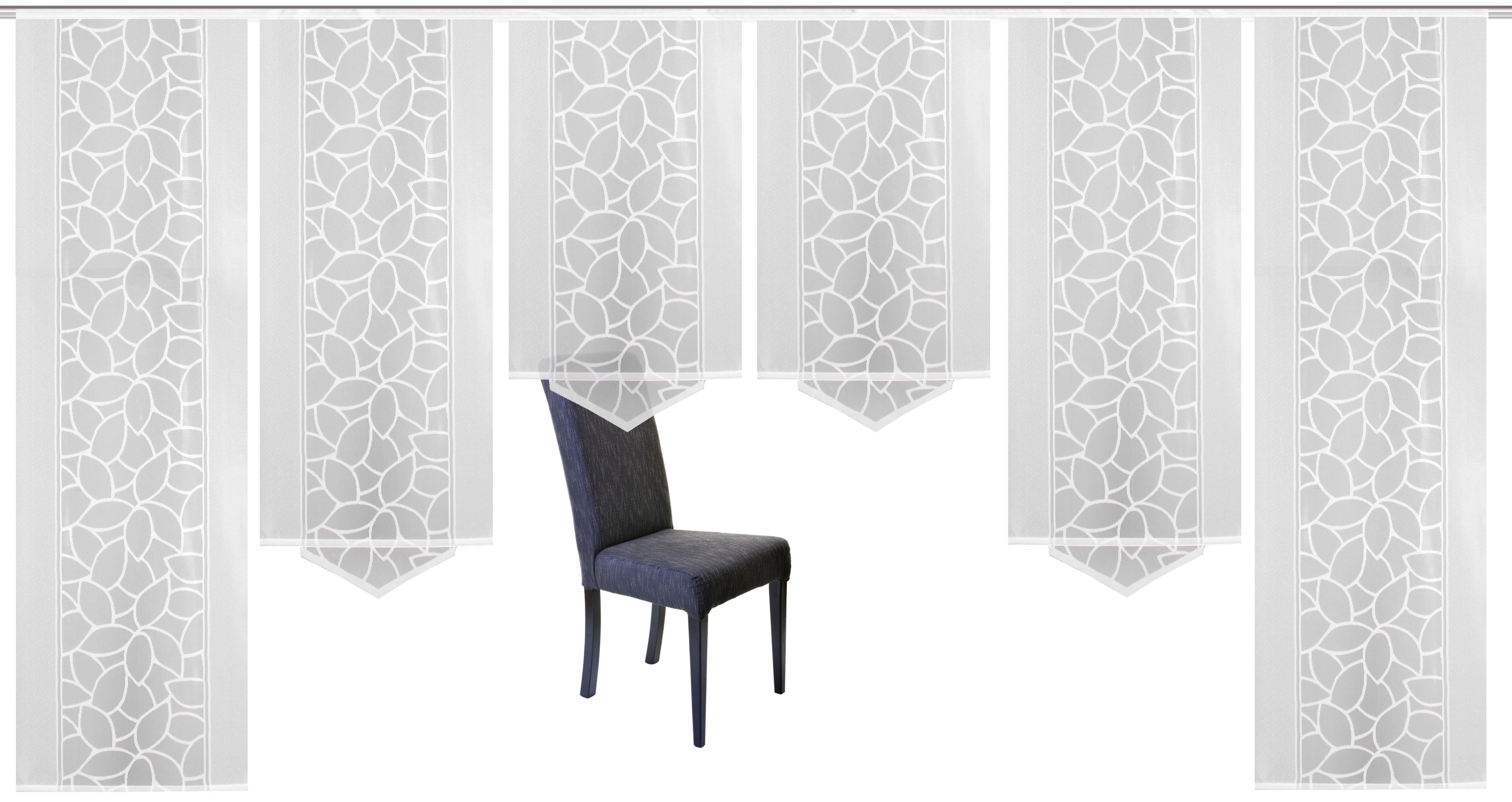 Thumbnail - HOME WOHNIDEEN Schiebegardine "JENNA" Klettband 6 Stk. tlg. Schiebevorhang Jacquard Set