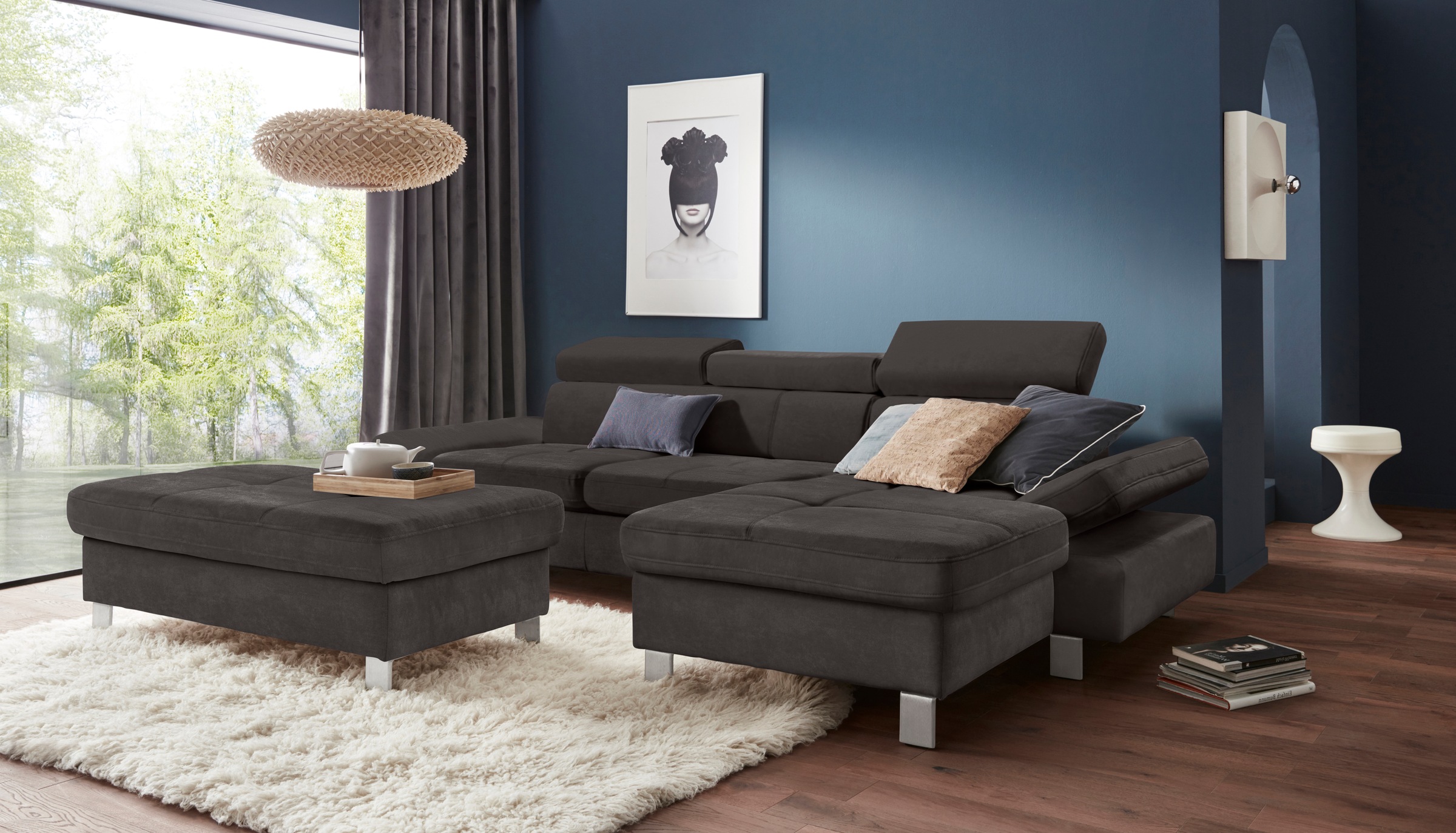 exxpo - sofa fashion Ecksofa »Fiji, hochwertige Detailverarbeitung im Sitz und Rücken, L-Form«, bequem durch Kopf- und Armteilverstellung, wahlweise mit Bettfunktion