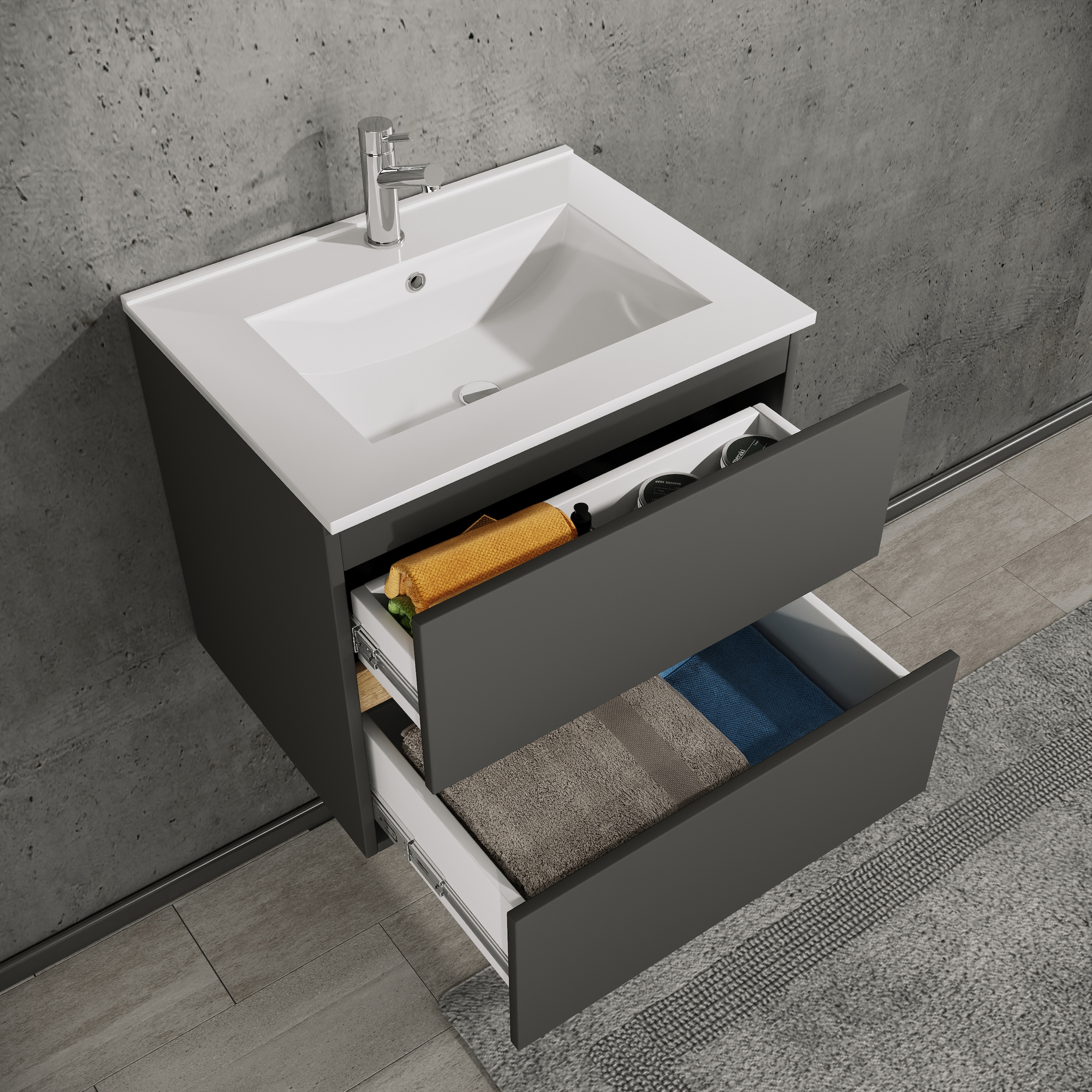 VCM Waschtisch »3 tlg. Badmöbel-Set mit Waschbecken Cosila-I 61 cm« 3 Stk. tlg.
