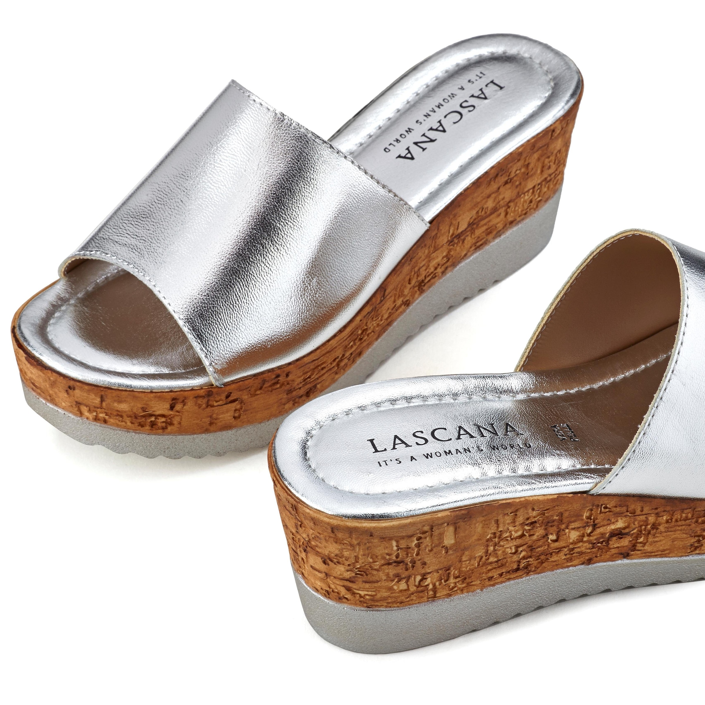 LASCANA Pantolette »Sommerschuh,«, Mule, Sandale, offener Schuh aus Leder mit Keilabsatz