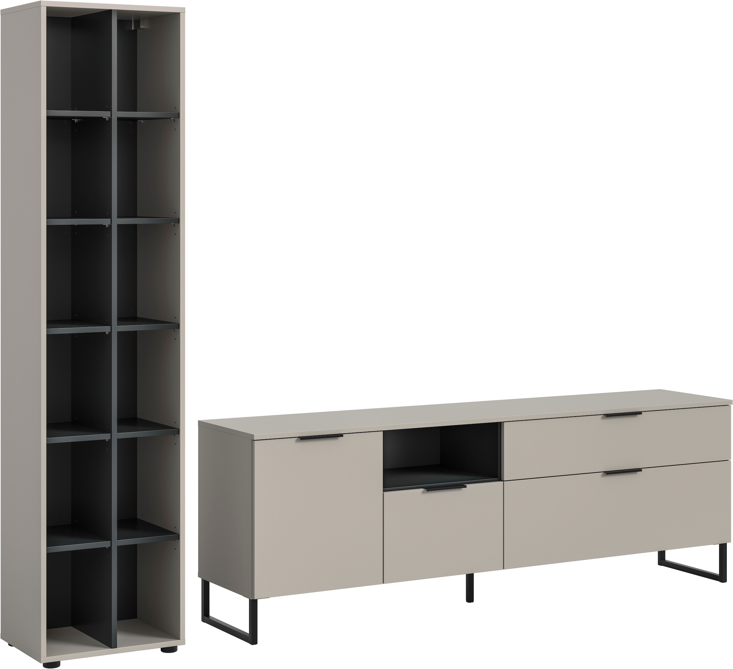 Home affaire Wohnwand "ADIO, Breite 245 cm, 2-teiliges Set, mit Metall-Kufe günstig online kaufen