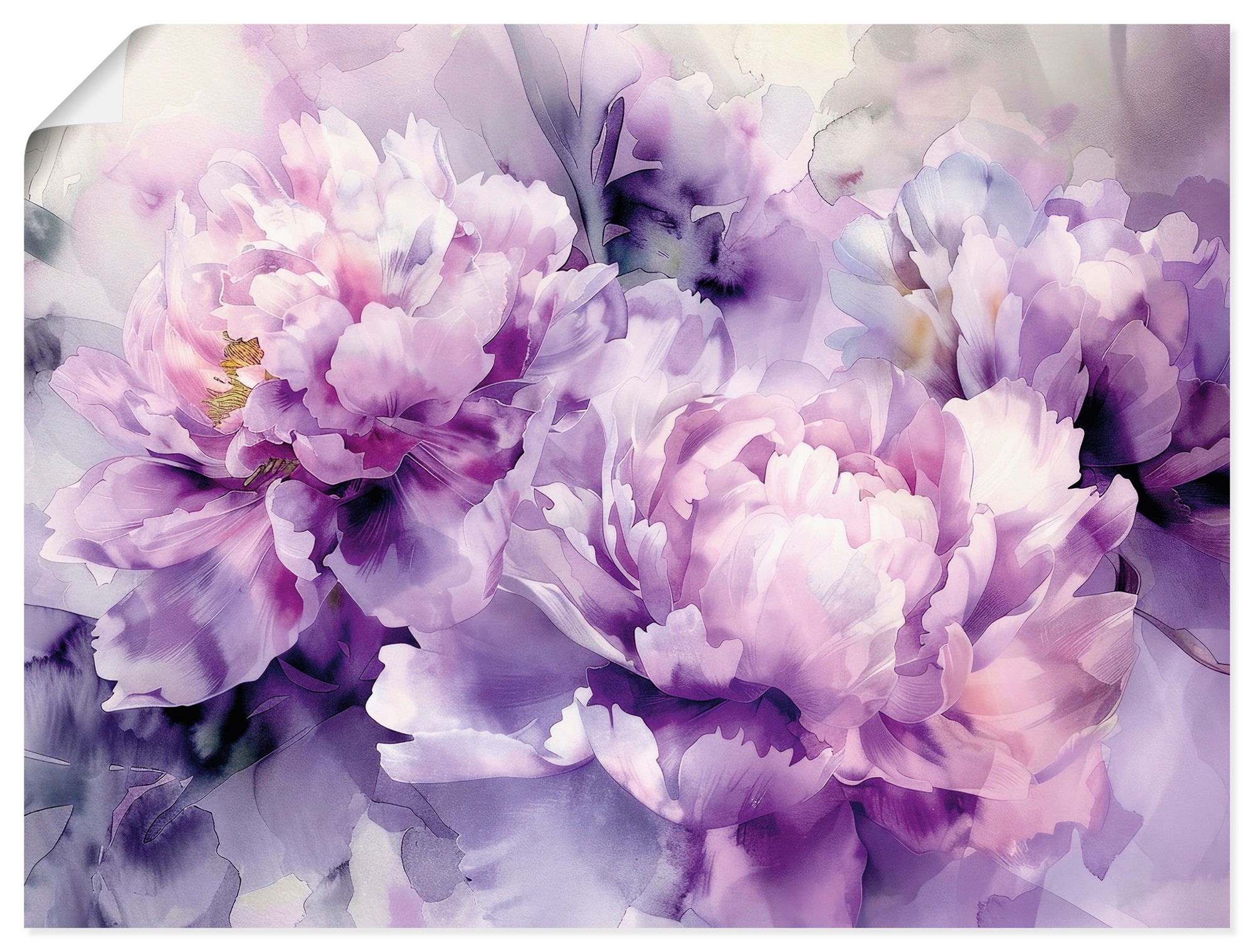 ARTland Lilac Peony Watercolor Poster Purple 40x30cm