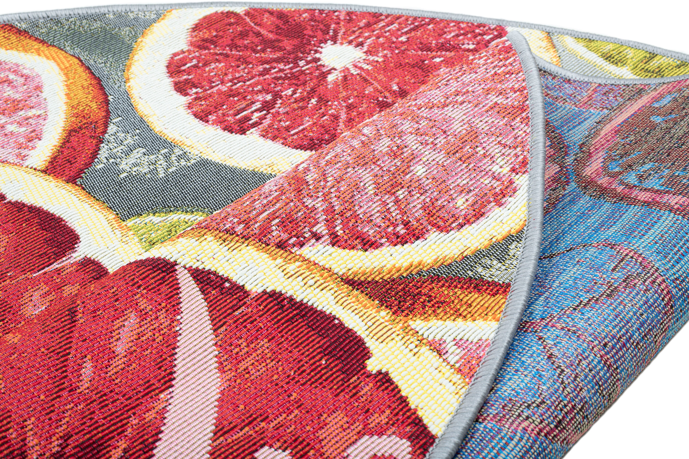 Sansibar Teppich »Rantum Beach 003«, rund, 5 mm Höhe, Flachgewebe, modernes Sommer Design, In- und Outdoor geeignet