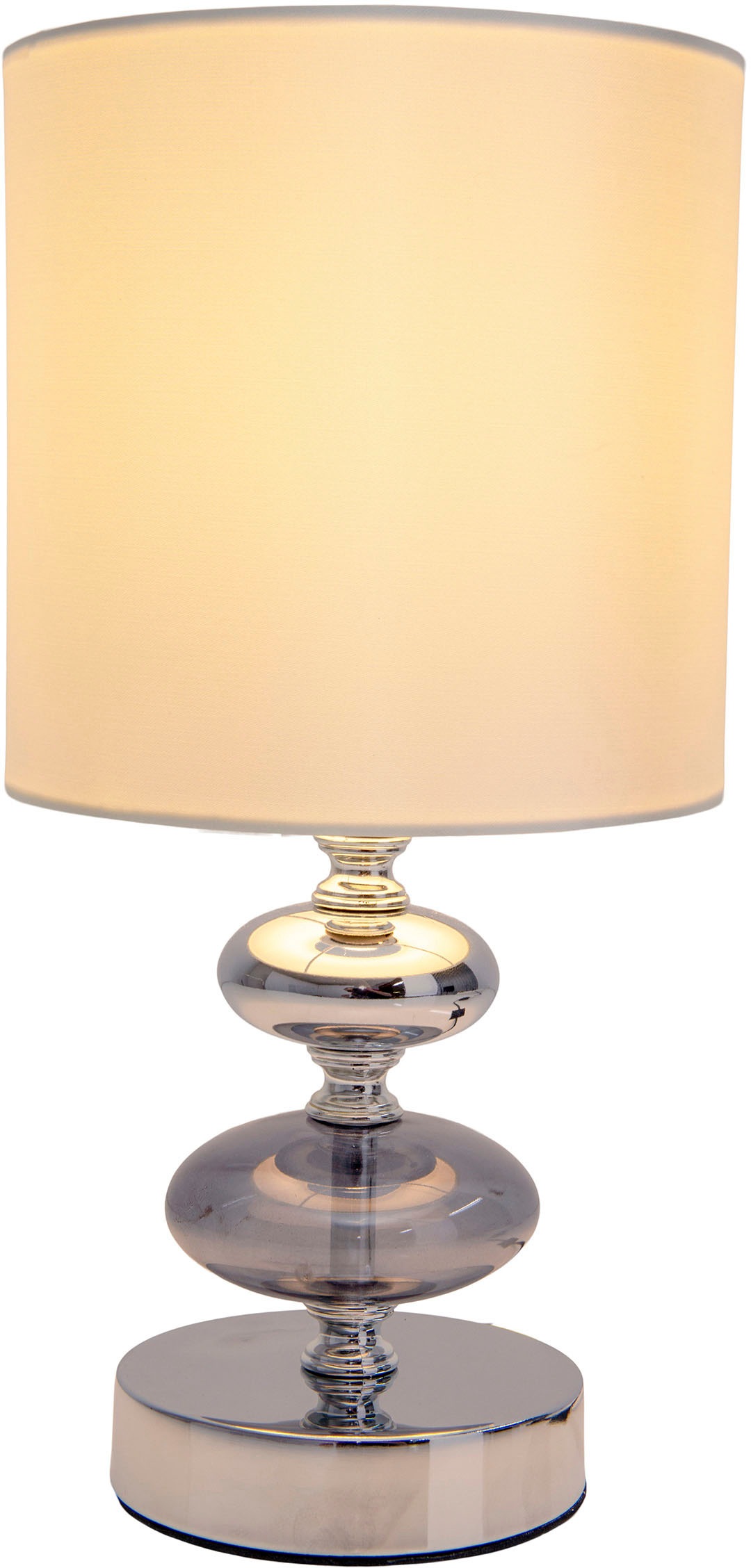 näve Tischleuchte »Mali«, 1 flammig, Leuchtmittel E14 | ohne Leuchtmittel, E14 max. 40W, Material: Metall/Glas/Textil, Farbe: weiß/chrom, IP20