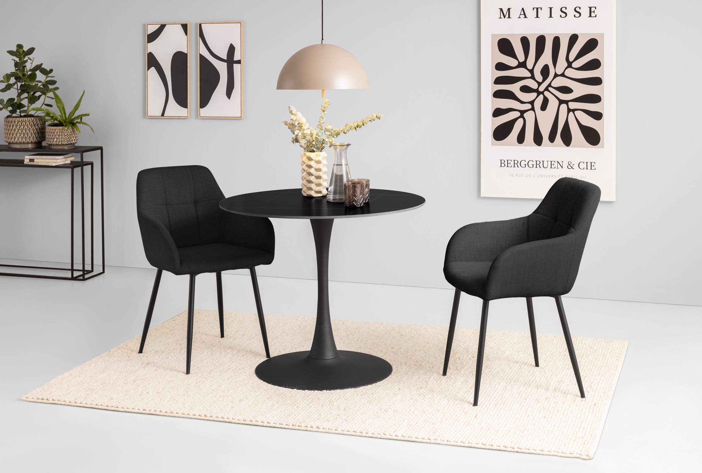 HELA Essgruppe "MOSEL" 3 Stk. tlg. Tisch 90x75 cm, Platte rund, gesinterter günstig online kaufen