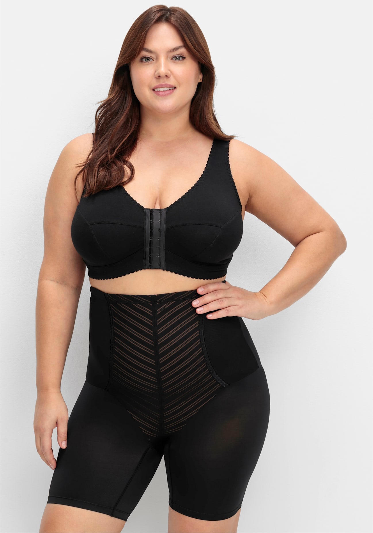 SHEEGO Damen Bügelloser BH, Gr. 120, schwarz, 90% Baumwolle, 6% Elasthan, 4% Polyamid, BHs