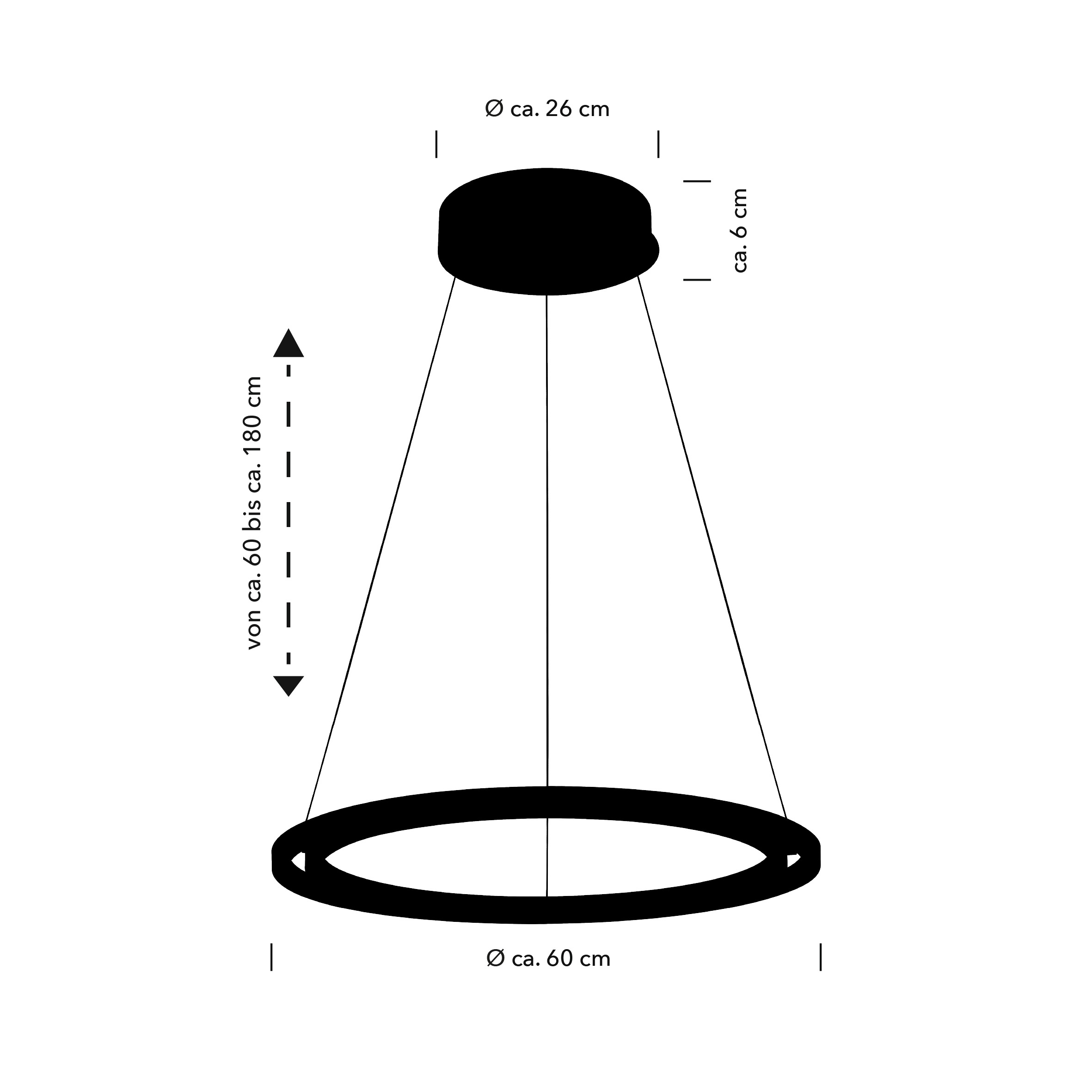 HELL höllisch gutes Licht LED Pendelleuchte »RINGO« LED-Modul 1 Stk. warmweiß - kaltweiß Tastdimmer, 3-Stufen CCT, Stufenlos höhenverstellbar
