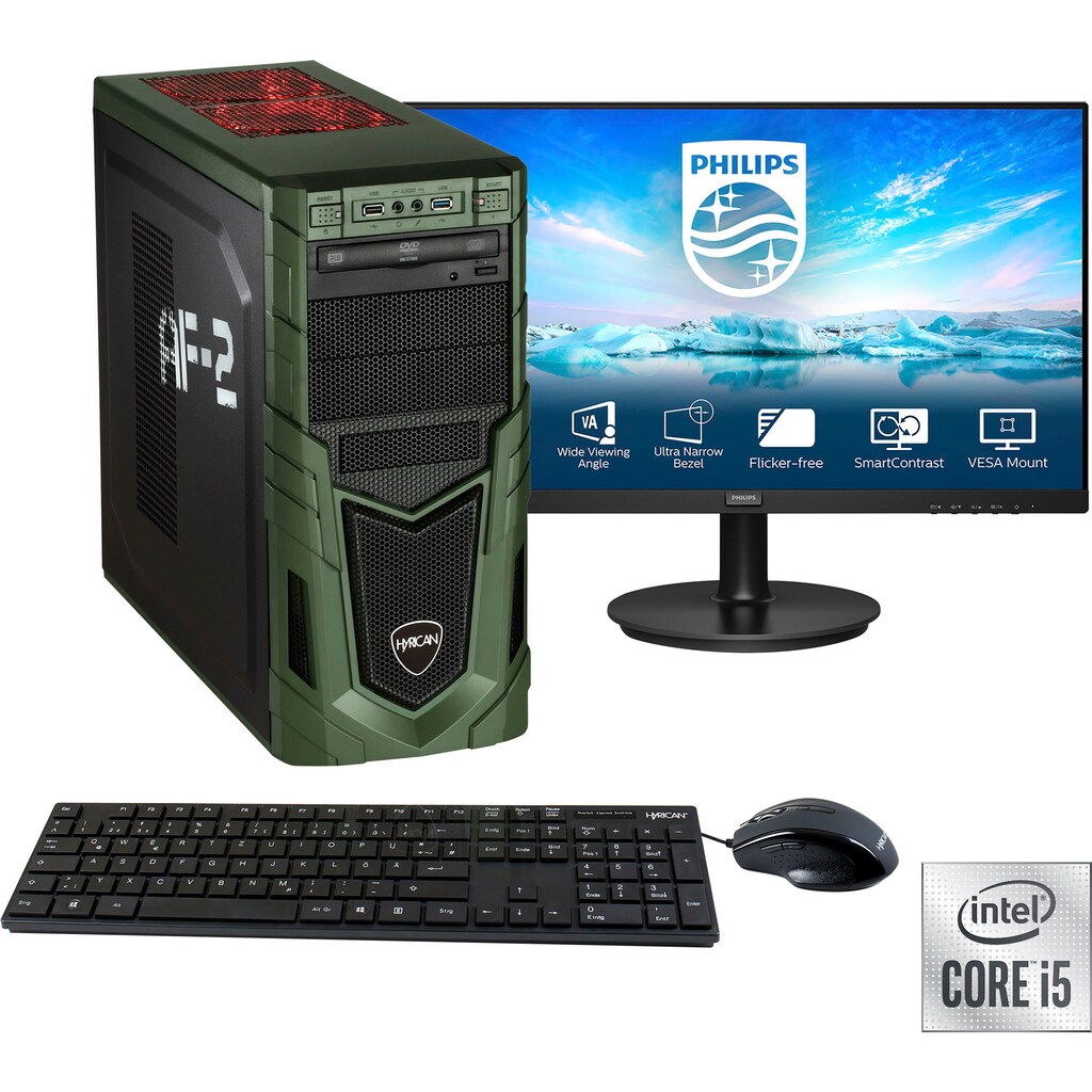 Hyrican Gaming-PC-Komplettsystem »Military SET02081 + PHILIPS LCD-Monitor, Flat, 60,5 cm (23,8")«