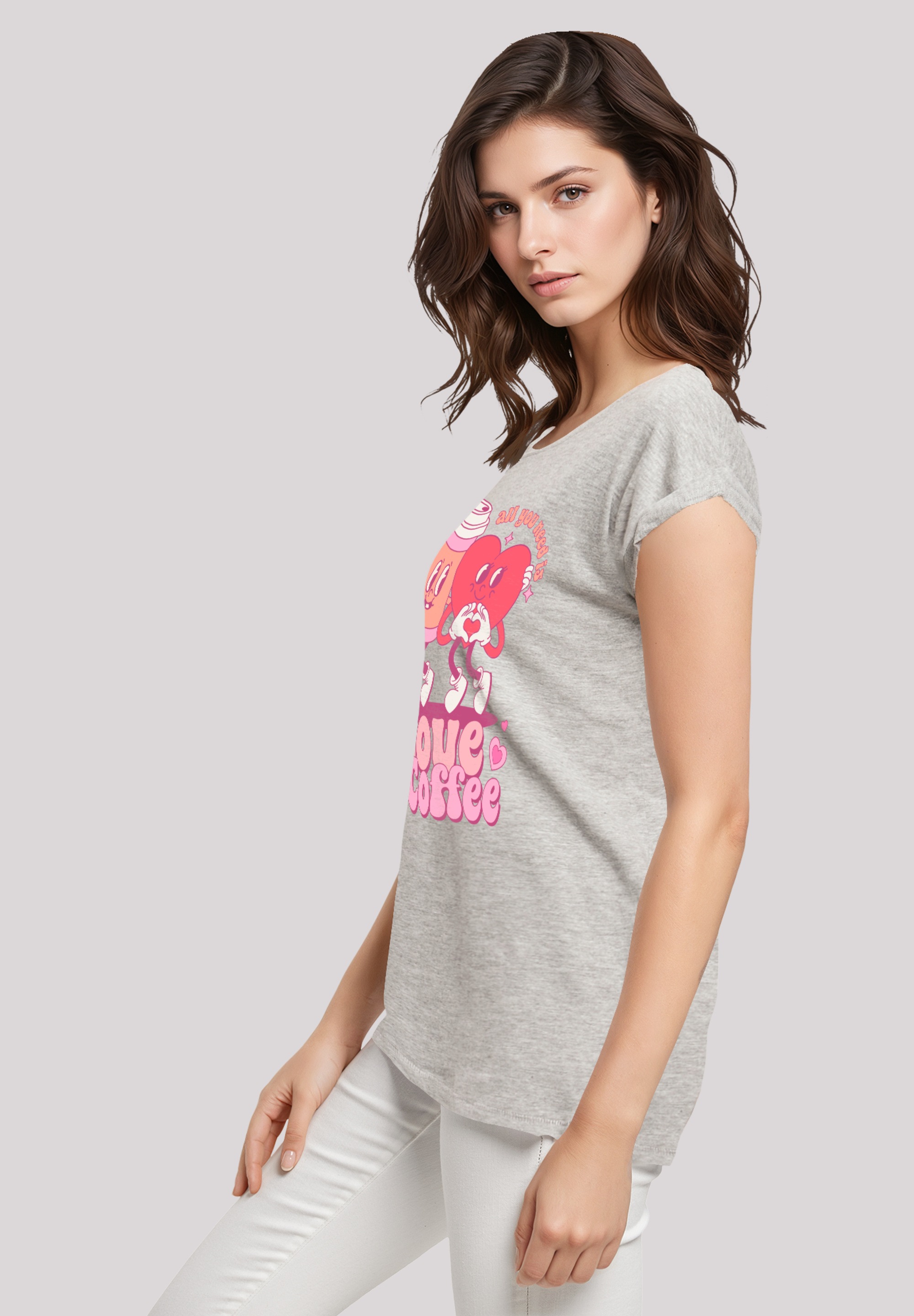 F4NT4STIC T-Shirt »Love and Coffe Valentinstag«, Premium Qualität