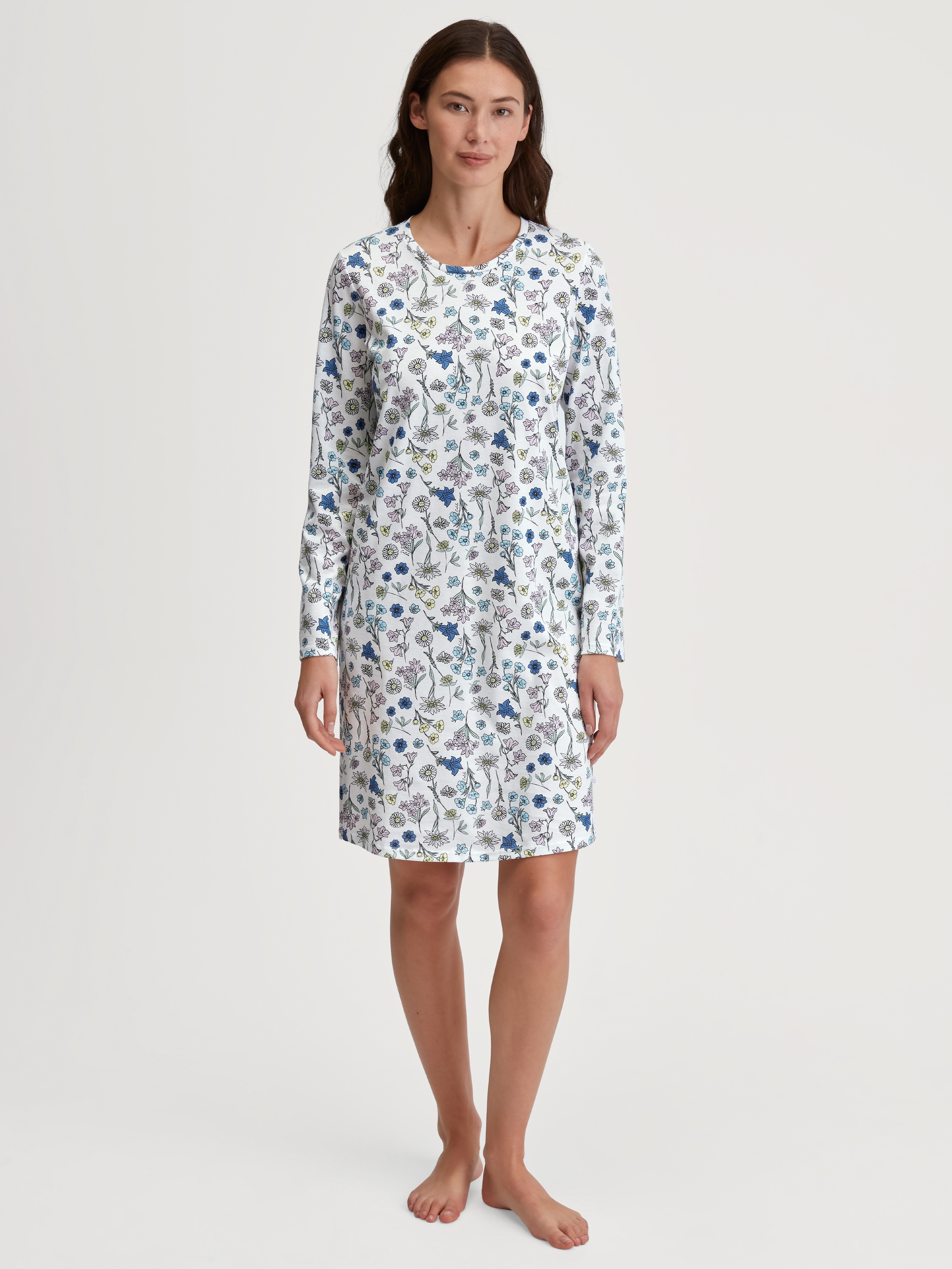CALIDA Nachthemd "Flower Nights", Allover-Print, Pure Cotton, Langarm, atmu günstig online kaufen