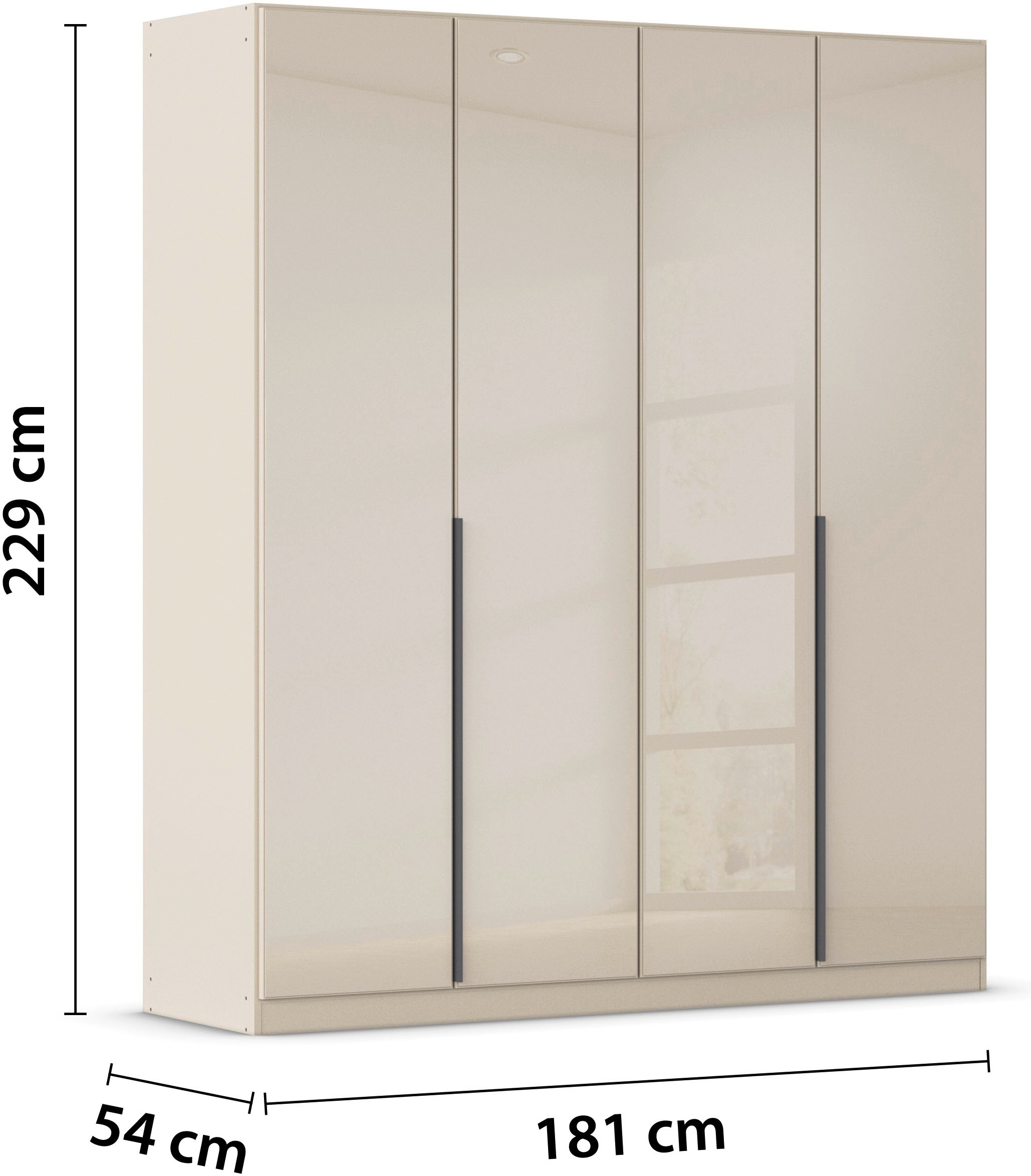 rauch Drehtürenschrank »Kleiderschrank Kleiderschränke Schrank Garderobe AGORDO mit Glasfront«, (in zwei Griff-Farben), durchdachte Innenausstattung, in 6 Breiten und 2 Höhen MADE IN GERMANY
