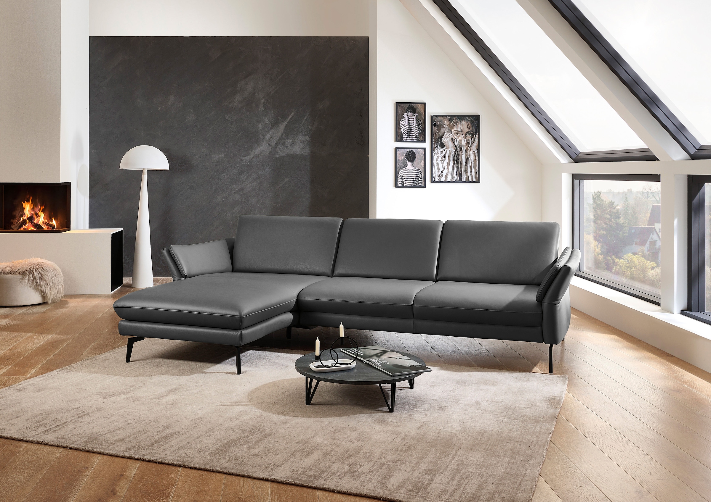 Die PlanBar "PN-EM23050, L-Form, Breite 289 cm, Leder" Optional mit Echtleder-Rücken, Kopfstütze, Sitz- und Armverstellung