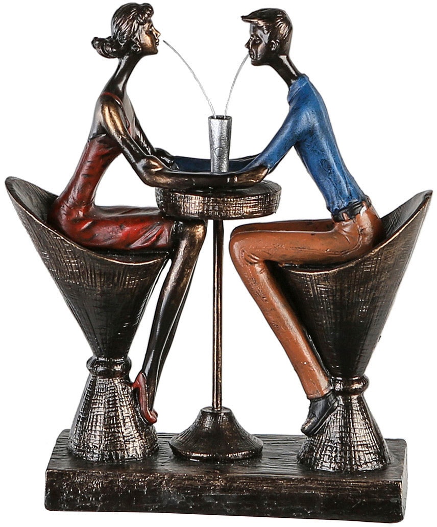 Casablanca by Gilde Dekofigur "Skulptur "Table for two"" Bunte Kleidung, Antikfinish, Holzoptik-Basis
