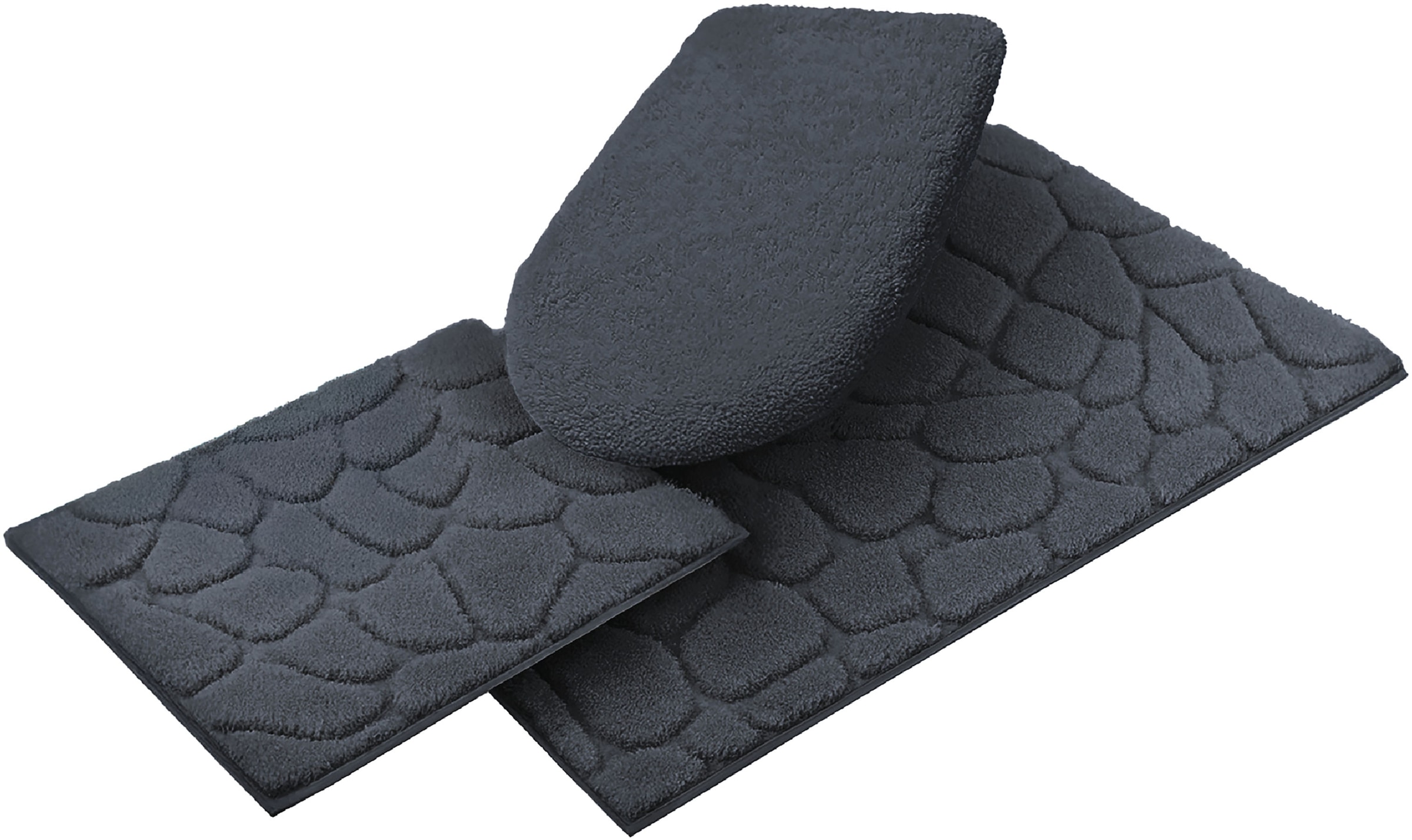 Grund Badematte »Ashtar, Badvorleger, Badezimmer Teppich, 3D-Design«, rutschhemmend beschichtet, schnell trocknend, Hoch-Tief-Design mit organischer Steinoptik, Made in Europe
