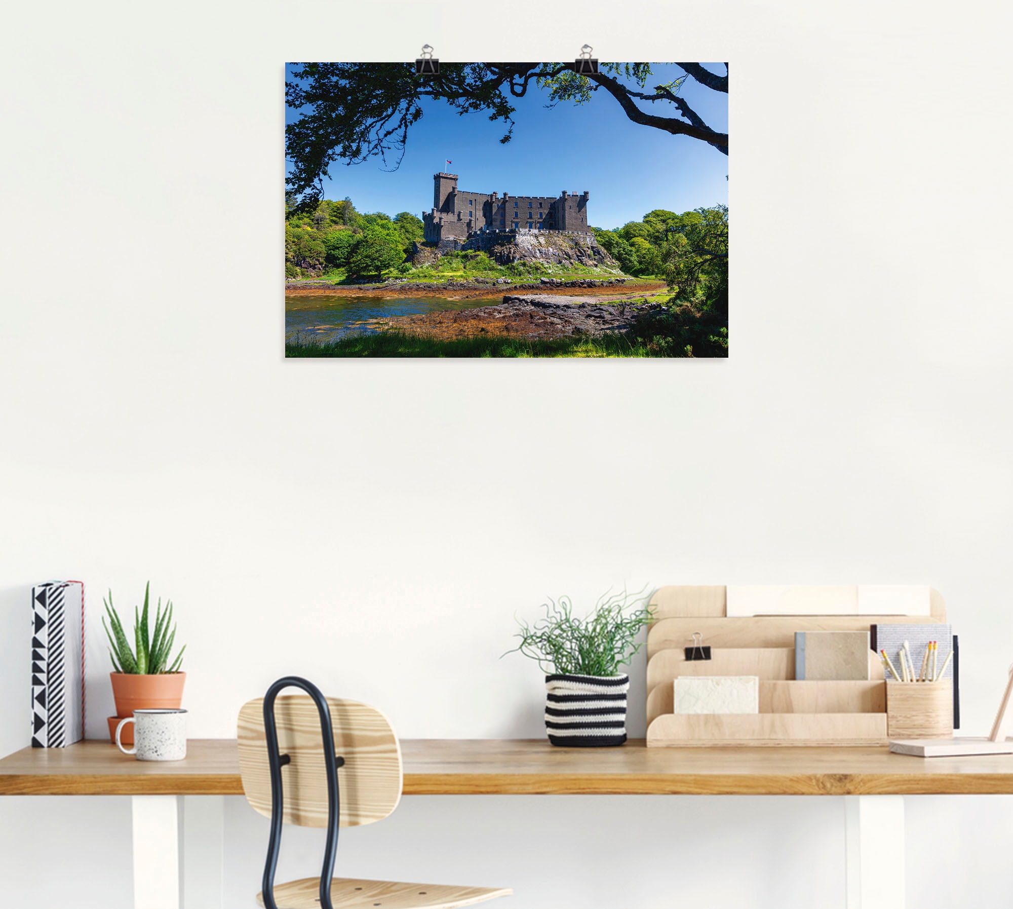 Artland Wandbild »Duvegan Castle Loch Leinwandbild, Wandaufkleber Alubild, bestellen als BAUR | Gebäude, Poster Größen oder Schottland«, (1 St.), in versch. Duvegan