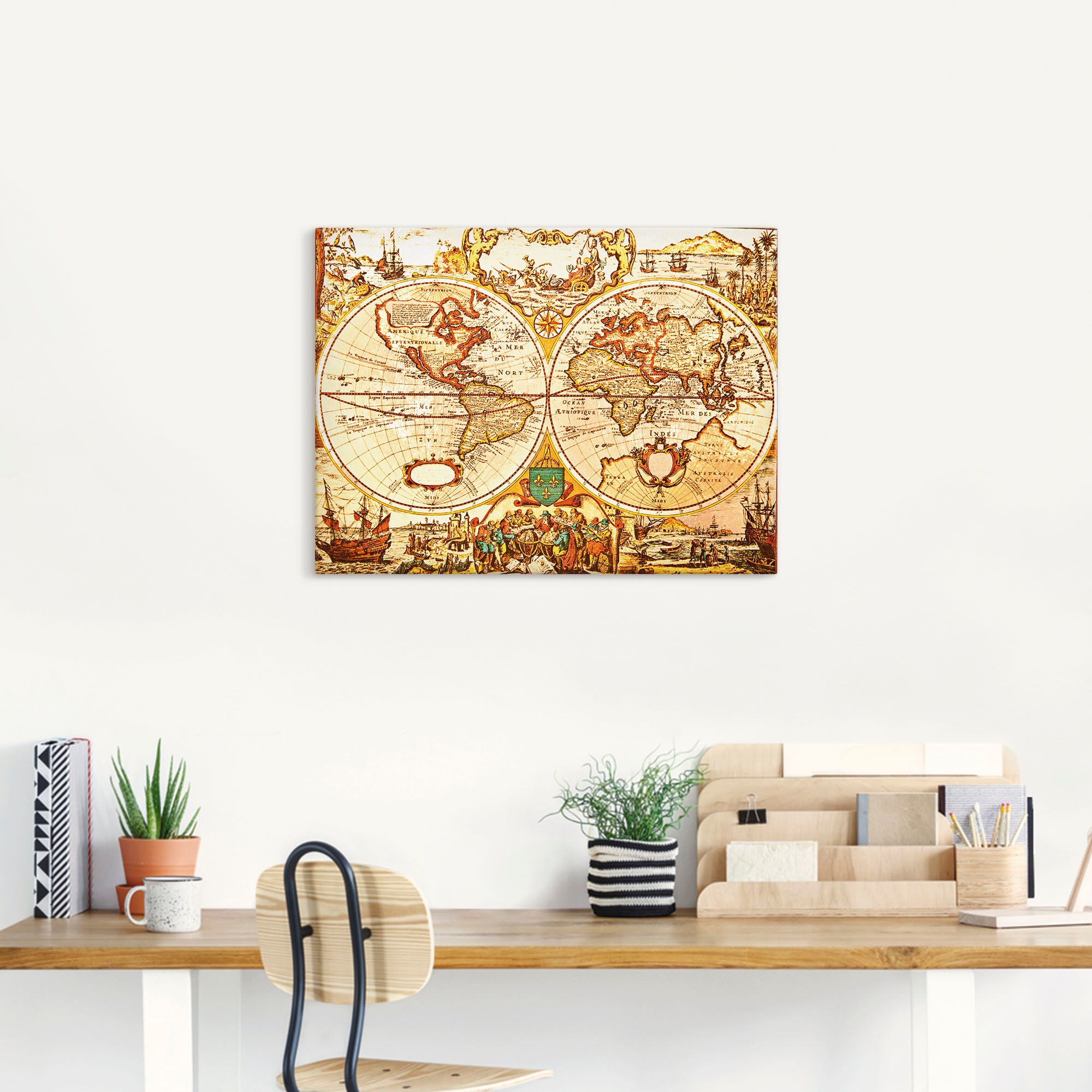 Artland Leinwandbild »Antike Weltkarte« 1 Stk. tlg. auf Holzrahmen gespannt
