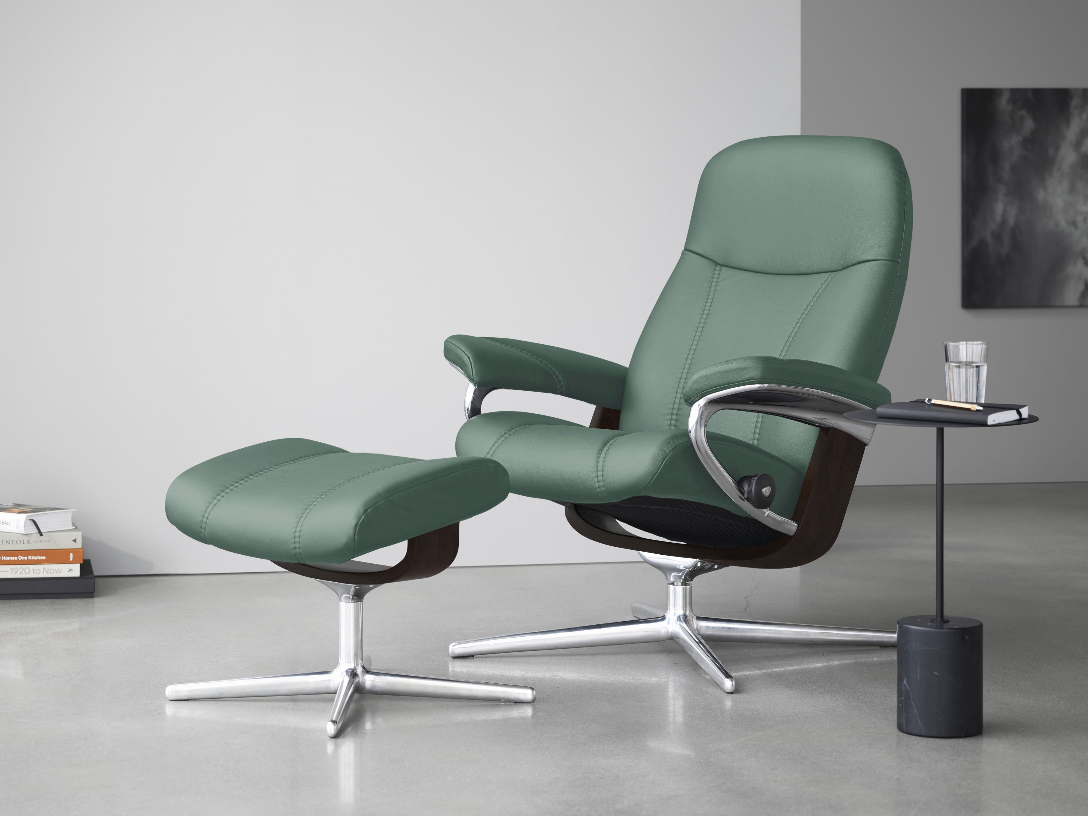 Stressless Fußhocker "Consul" mit Cross Base, Größe S, M & L, Holzakzent Braun