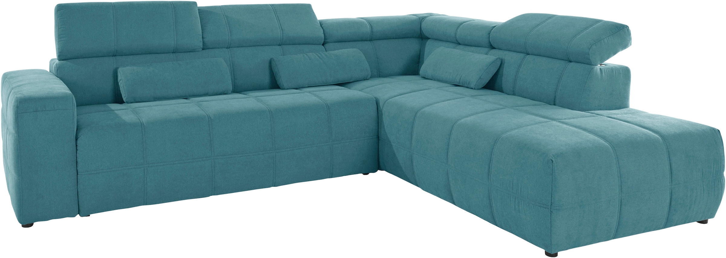 DOMO collection Ecksofa »BRANDON L-Form, auch in Leder« inklusive Kopfteilverstellung, wahlweise mit Sitztiefenverstellung,