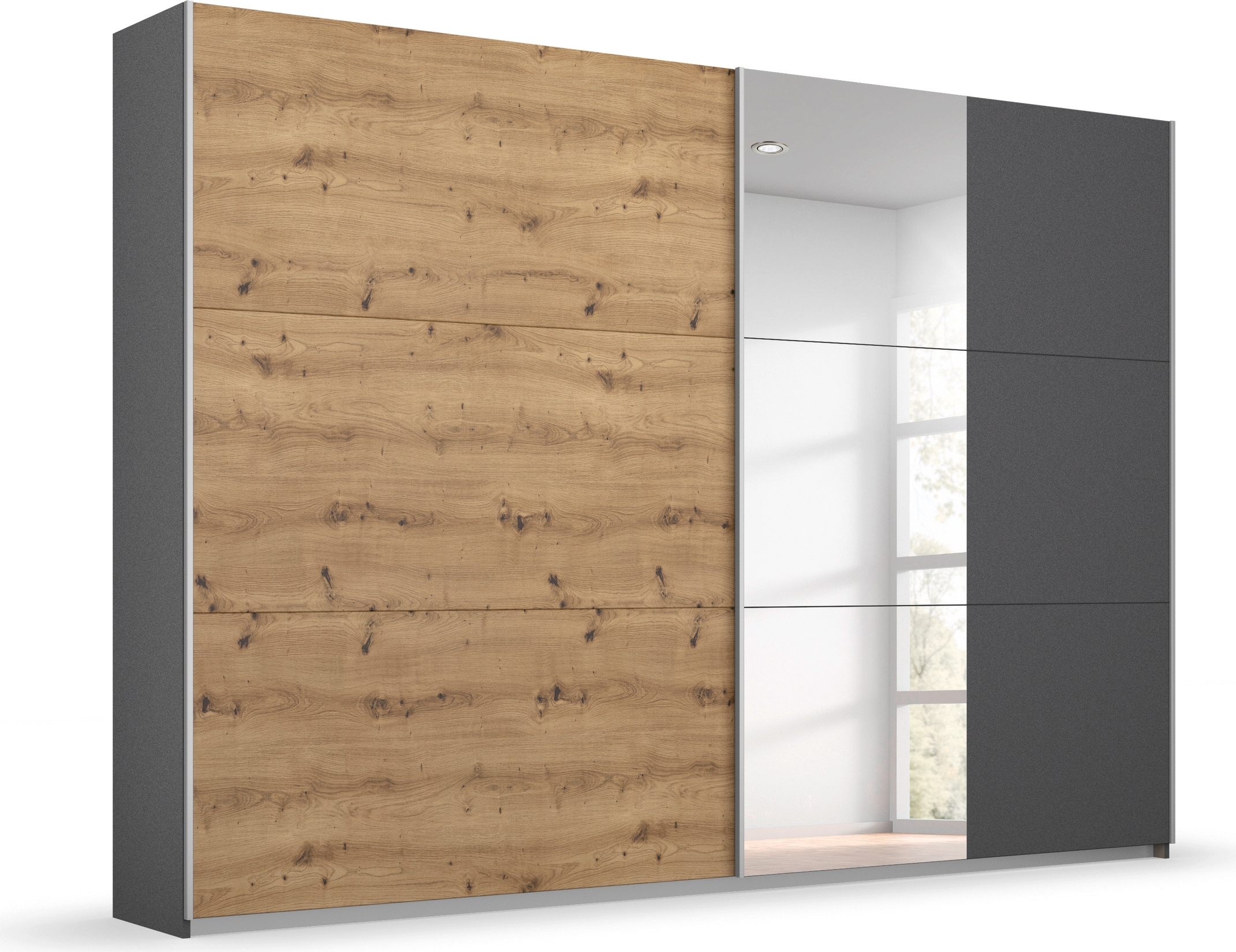 rauch Schwebetürenschrank "Kleiderschrank Schrank Garderobe AURELIO" 3 Ausstattungen BASIC/CLASSIC/PREMIUM (inkl. SOFT-CLOSE-FUNKTION), zeitloses Design, viele Farben, Breiten 175/218/261 cm MADE IN GERMANY