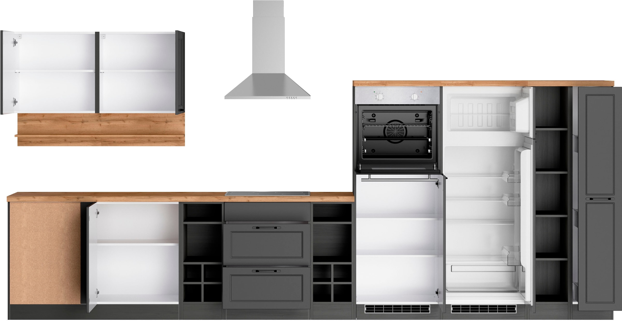 Kochstation Küche »KS-Lana«, Stellbreite 240/420 cm, wahlweise mit E-Geräten