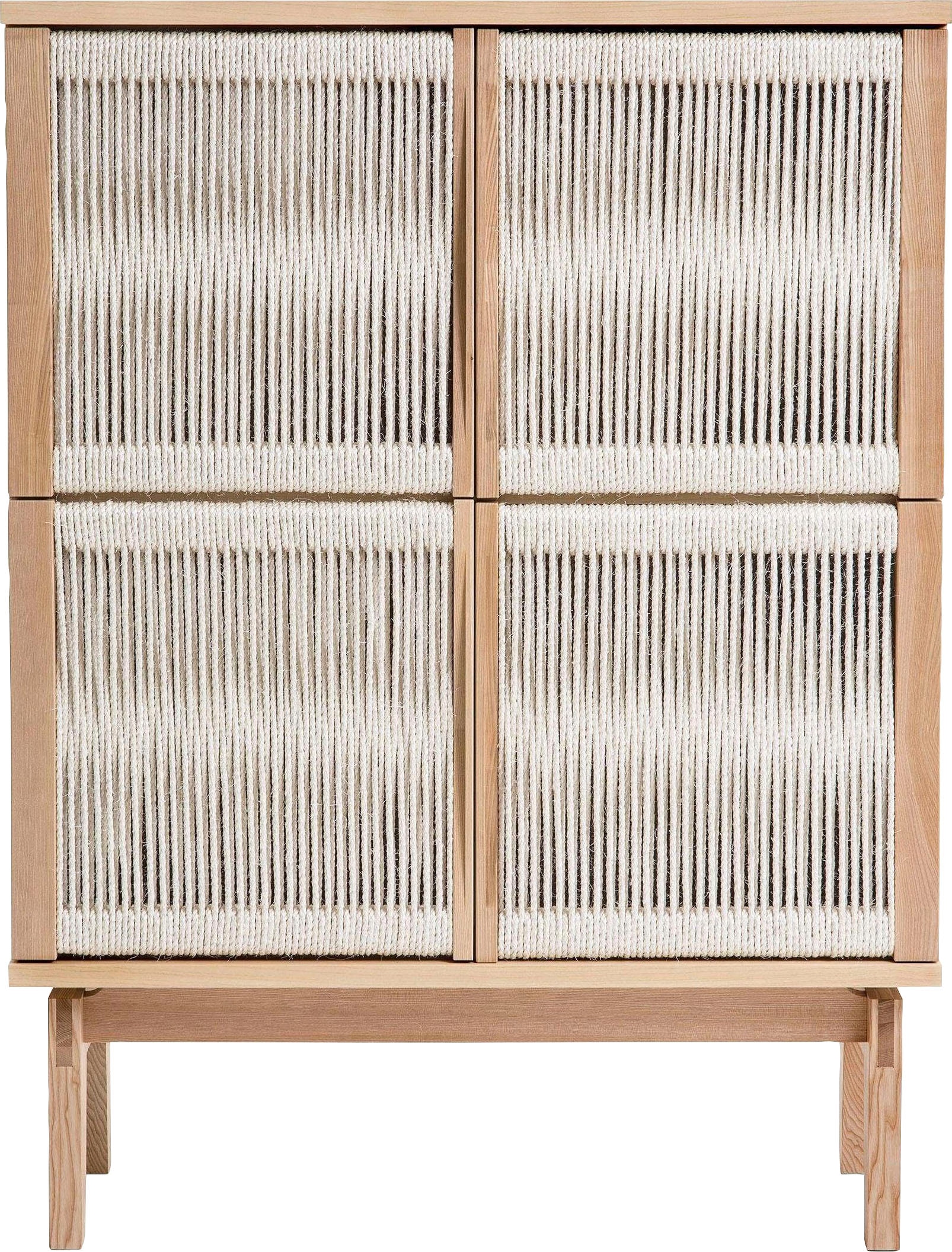 Woodman Highboard »Lidia«, mit Türenfronten aus geflochtenem nartürlichem Hanfseil, Breite 90 cm