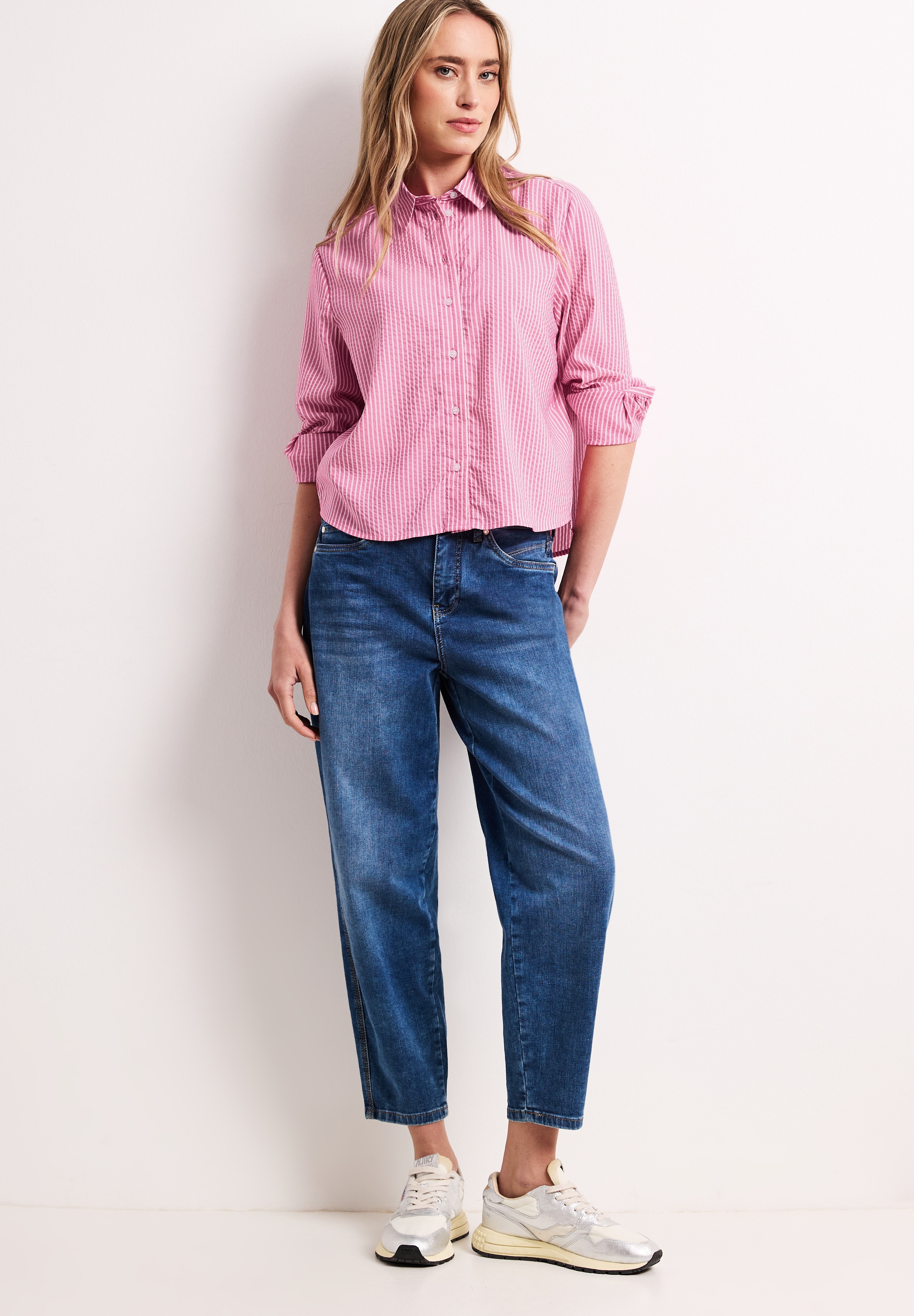 STREET ONE Langarmbluse im Seersucker-Style mit Streifen